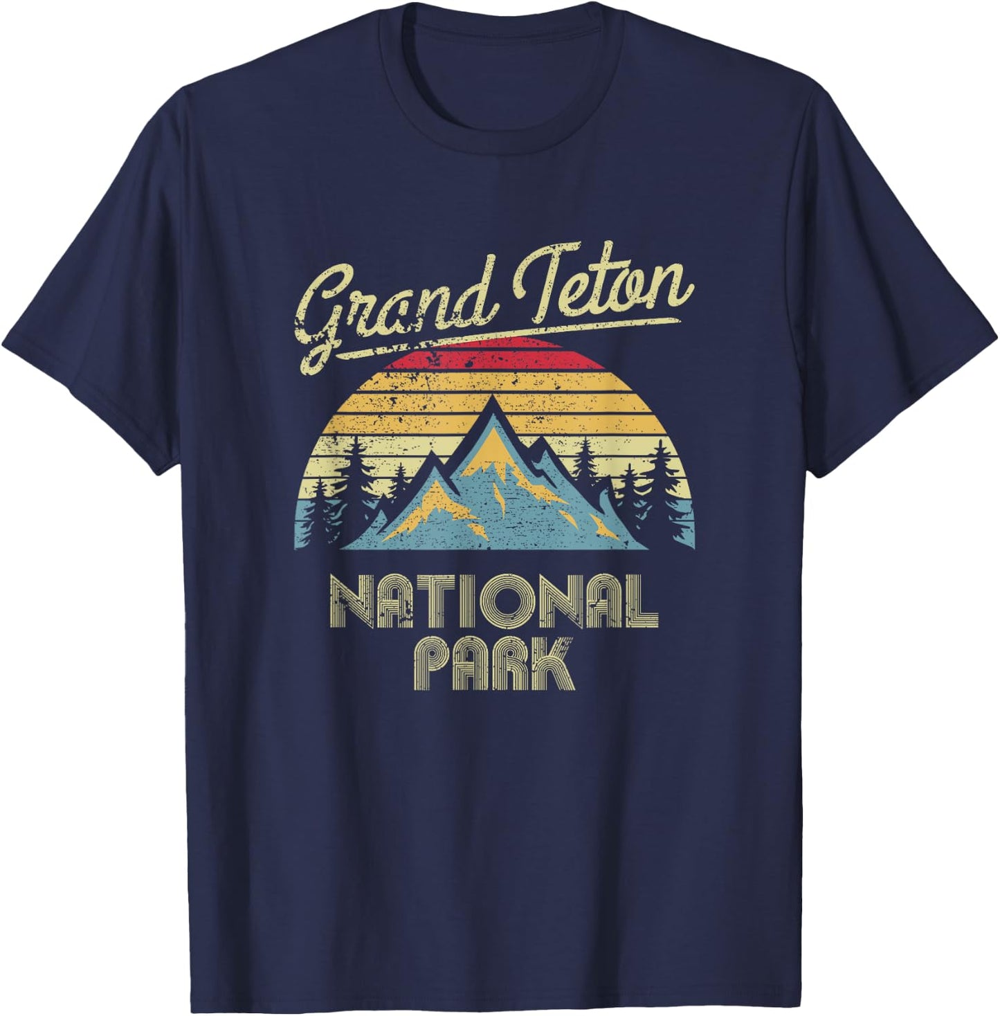 Vintage Retro Grand Teton - National Park T Shirt T-Shirt - T-Shirt | Navy