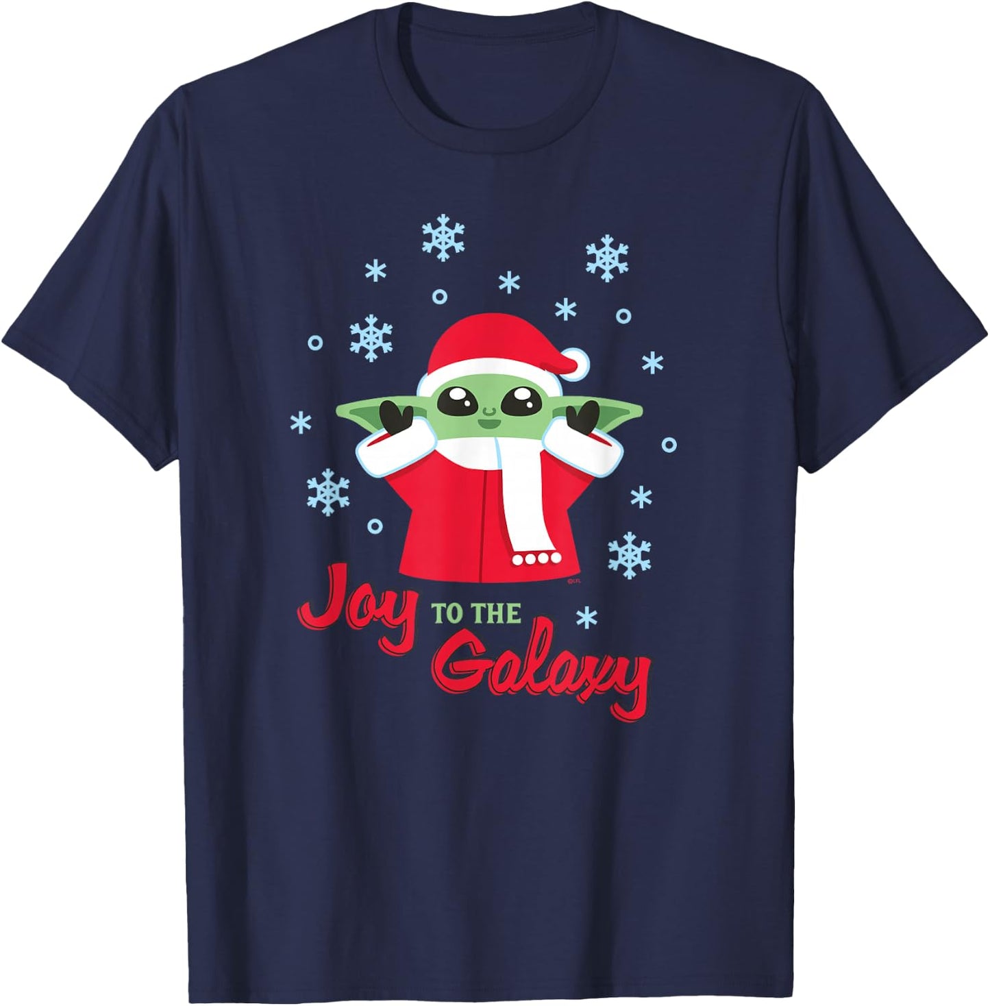 Star Wars The Mandalorian Grogu Joy to the Galaxy Holiday T-Shirt - T-Shirt | Navy