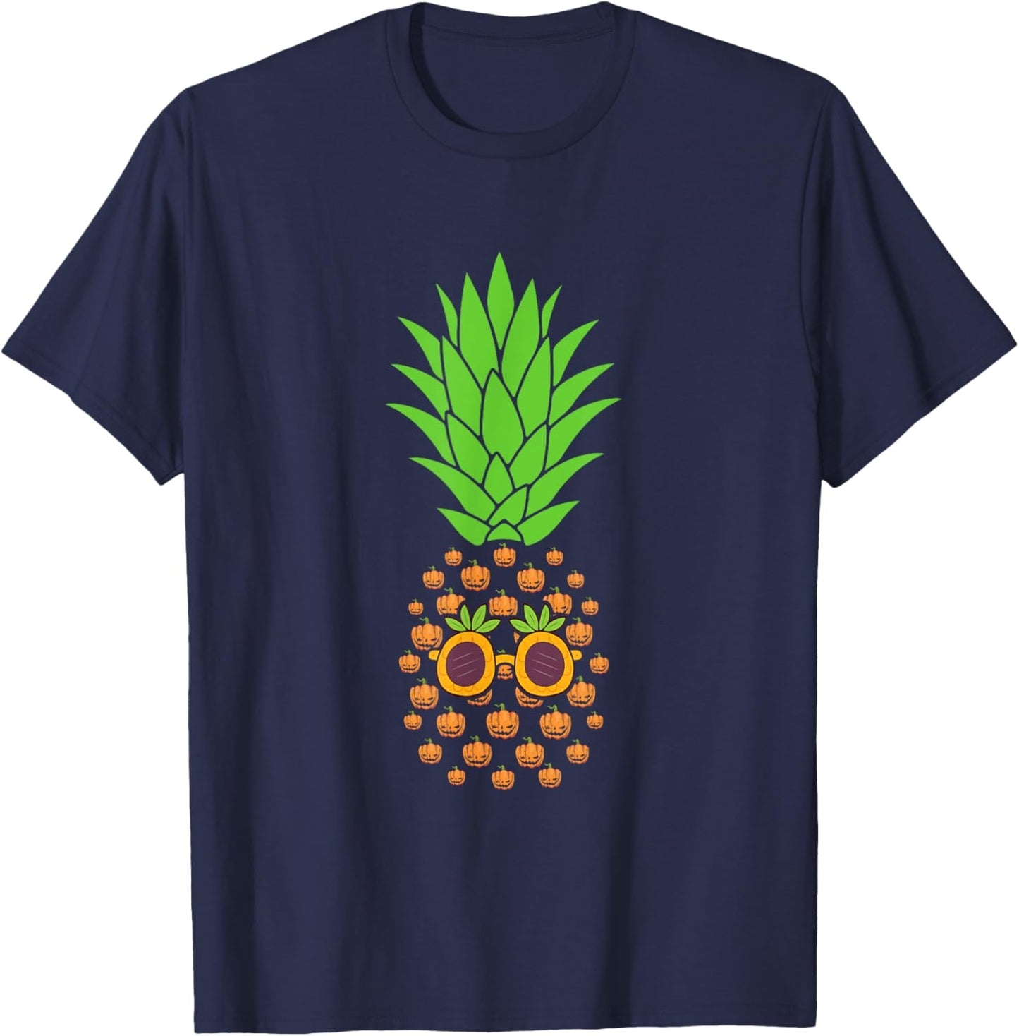 Funny Halloween Pineapple Pumpkin T-Shirt - T-Shirt | Navy