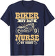 Biker By Day Nurse By Night Motorcycle Biking Nurses T-Shirt - T-Shirt | Navy