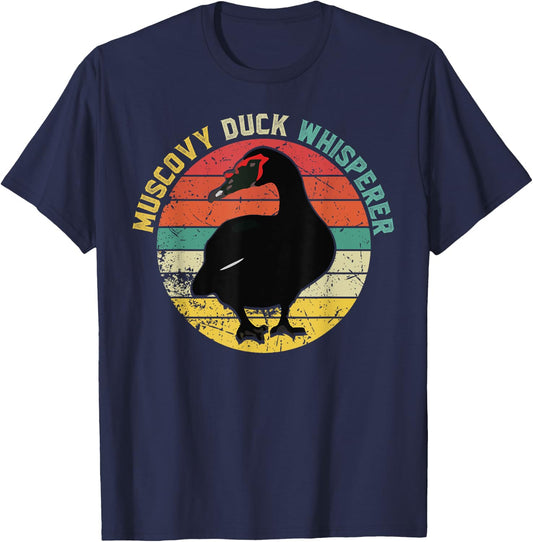 Retro Muscovy Duck Whisperer Funny Farmer Muscovy Duck gift T-Shirt - T-Shirt | Navy