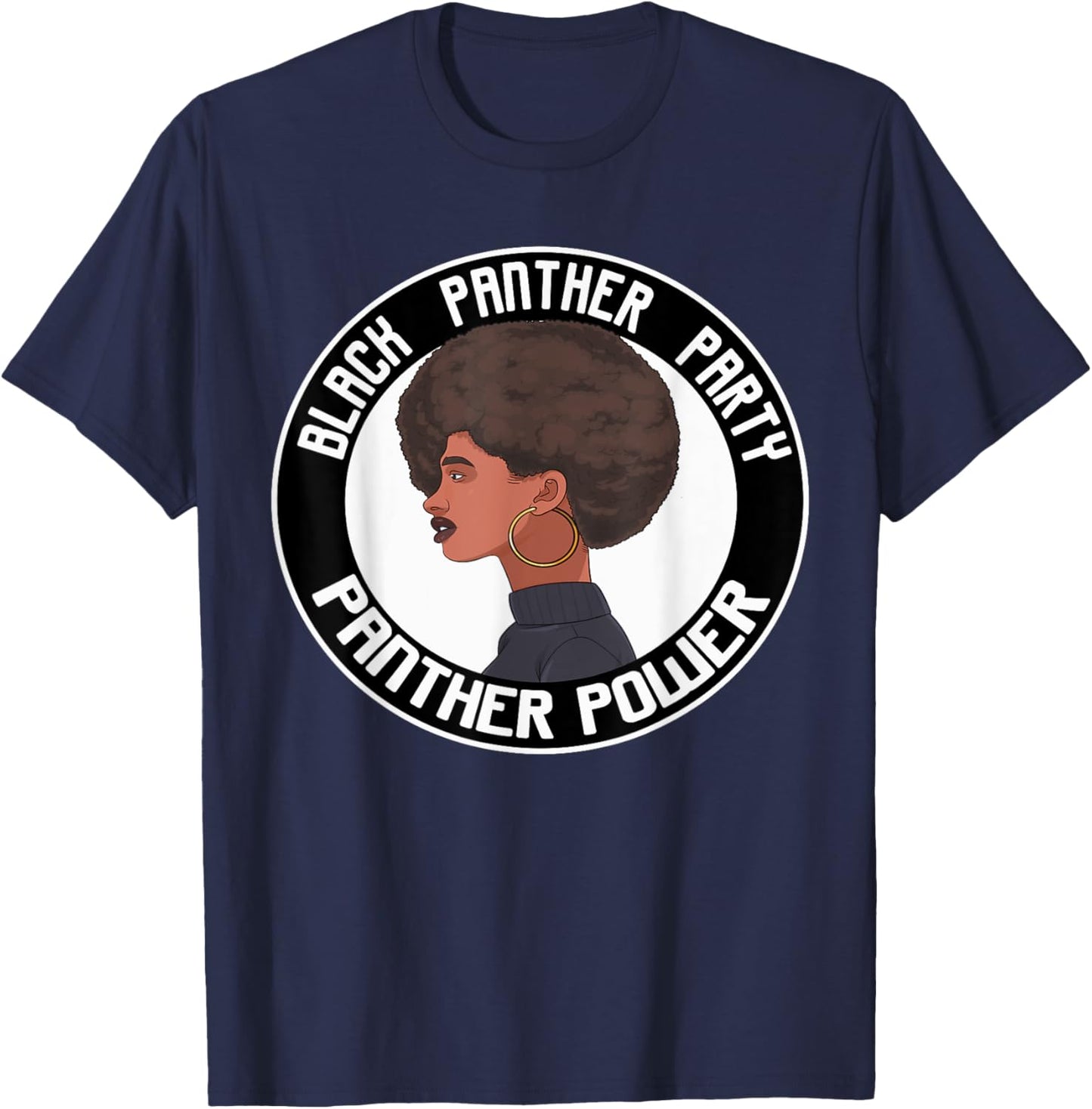 Black History Panther Party Power Logo Afro Hair 1966 T-Shirt - T-Shirt | Navy