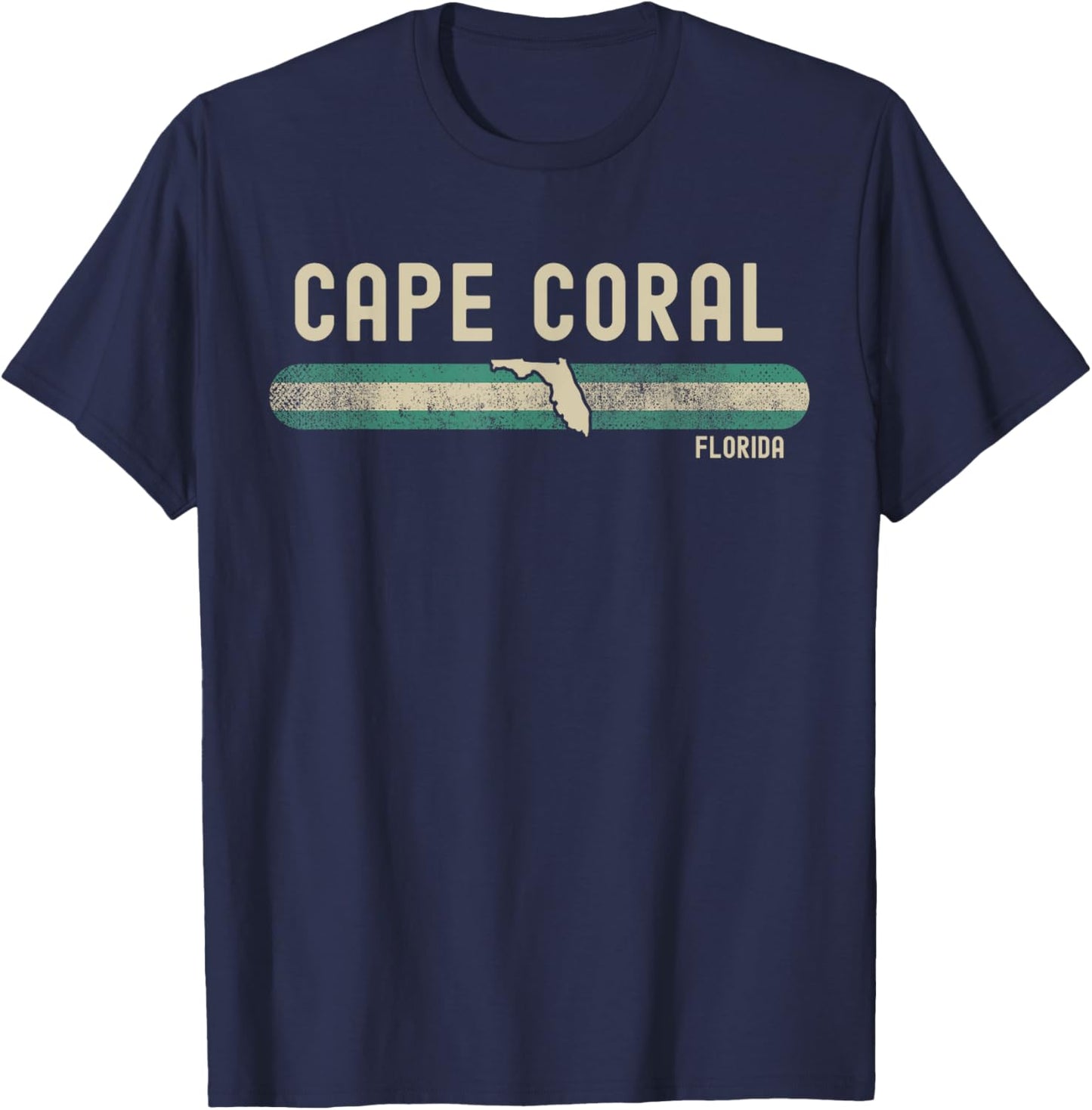 Cape Coral FL | Florida | Travel & 80s Style T-Shirt - T-Shirt | Navy