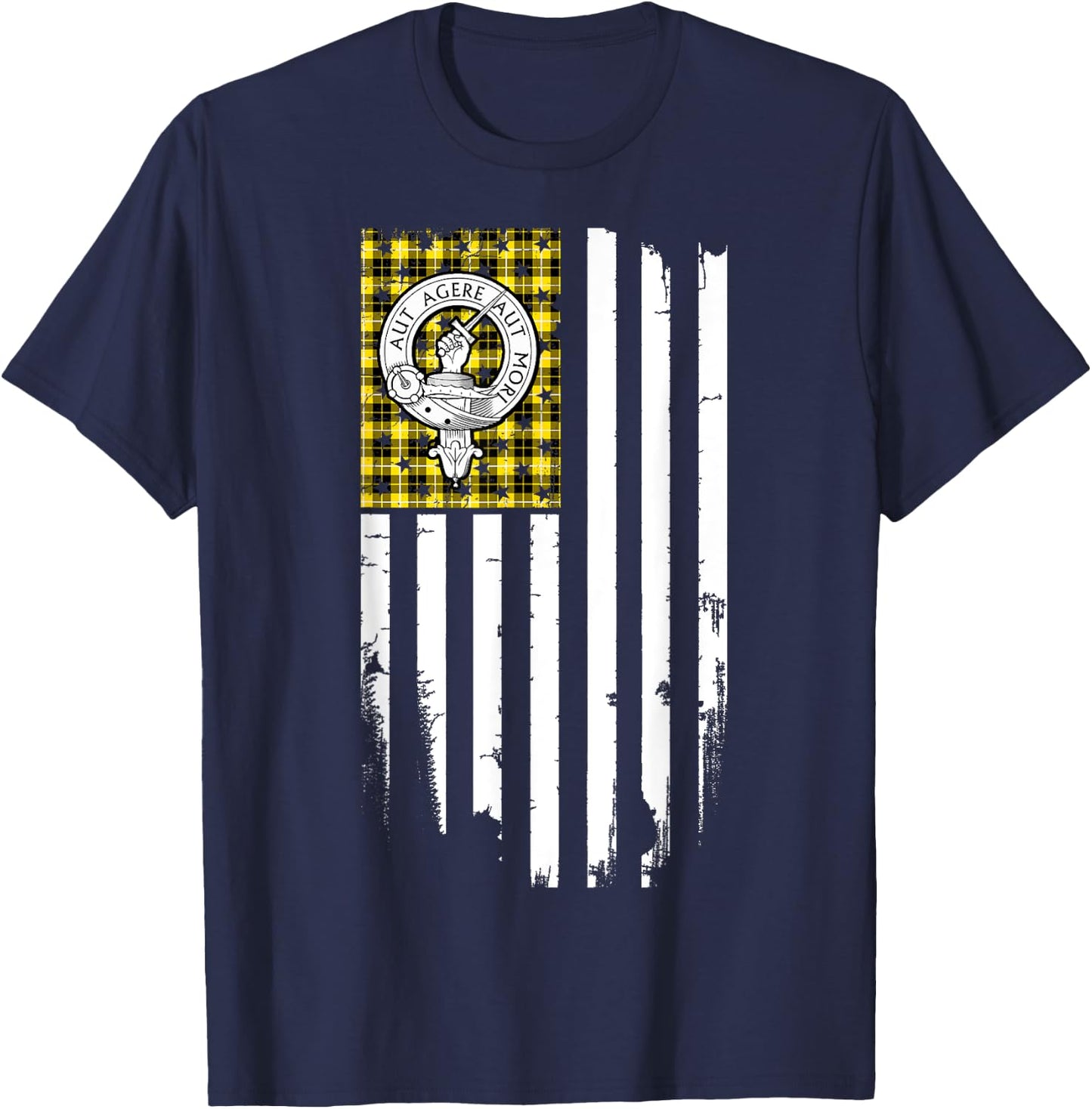 Scottish American Barclay Clan & Stripes Flag T-Shirt - T-Shirt | Navy