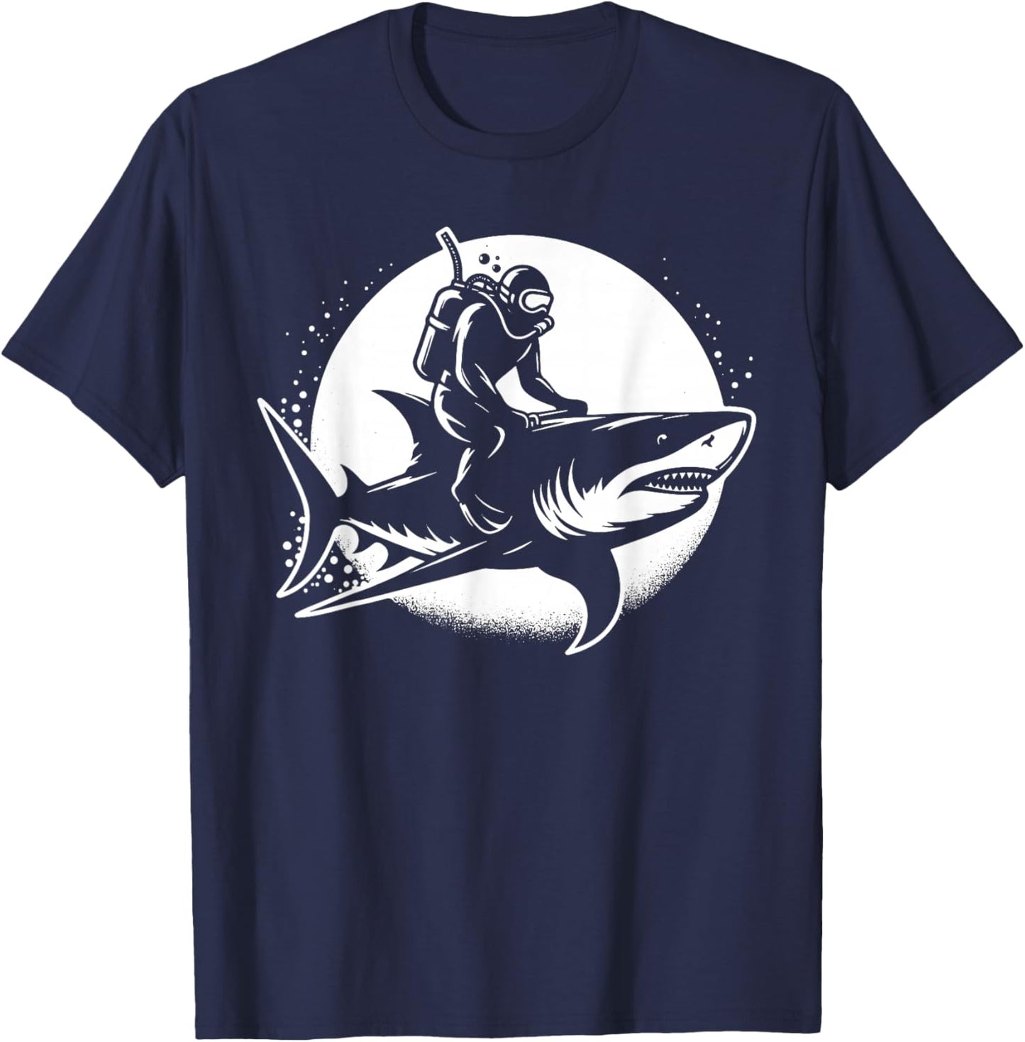 Scuba Diver Riding Shark Funny Shark Lover Diving T-Shirt - T-Shirt | Navy