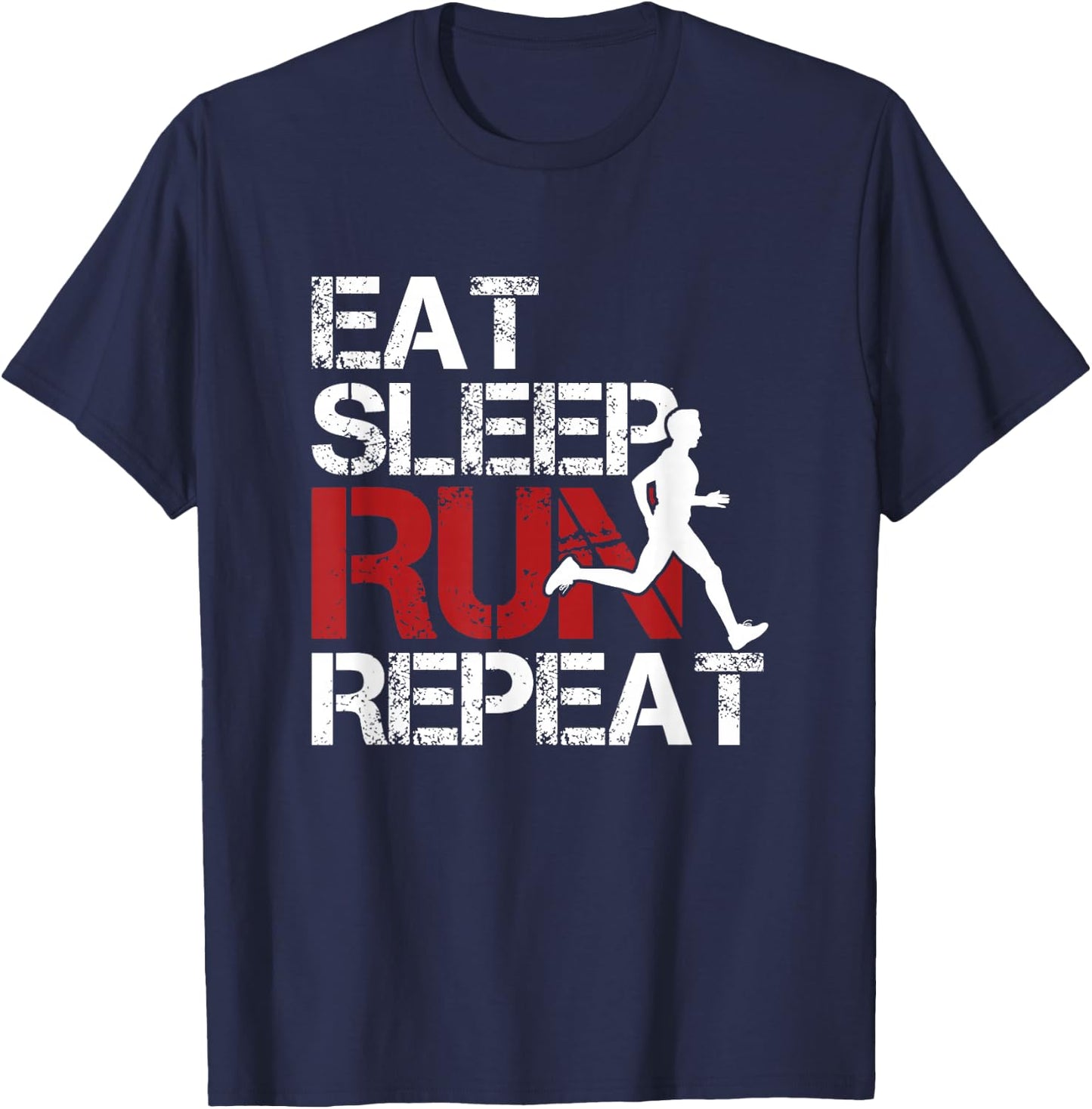 Eat Sleep Run Repeat Track & Field Running T-Shirt - T-Shirt | Navy