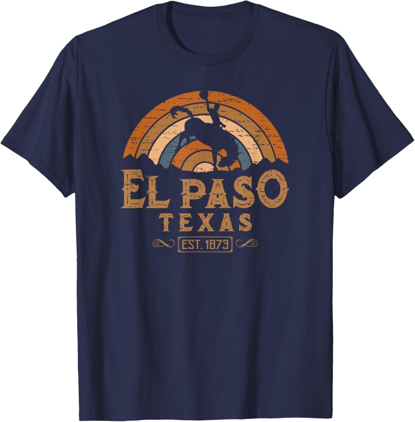 El Paso Texas TX Retro Style Rodeo Cowboy T-Shirt - T-Shirt | Navy