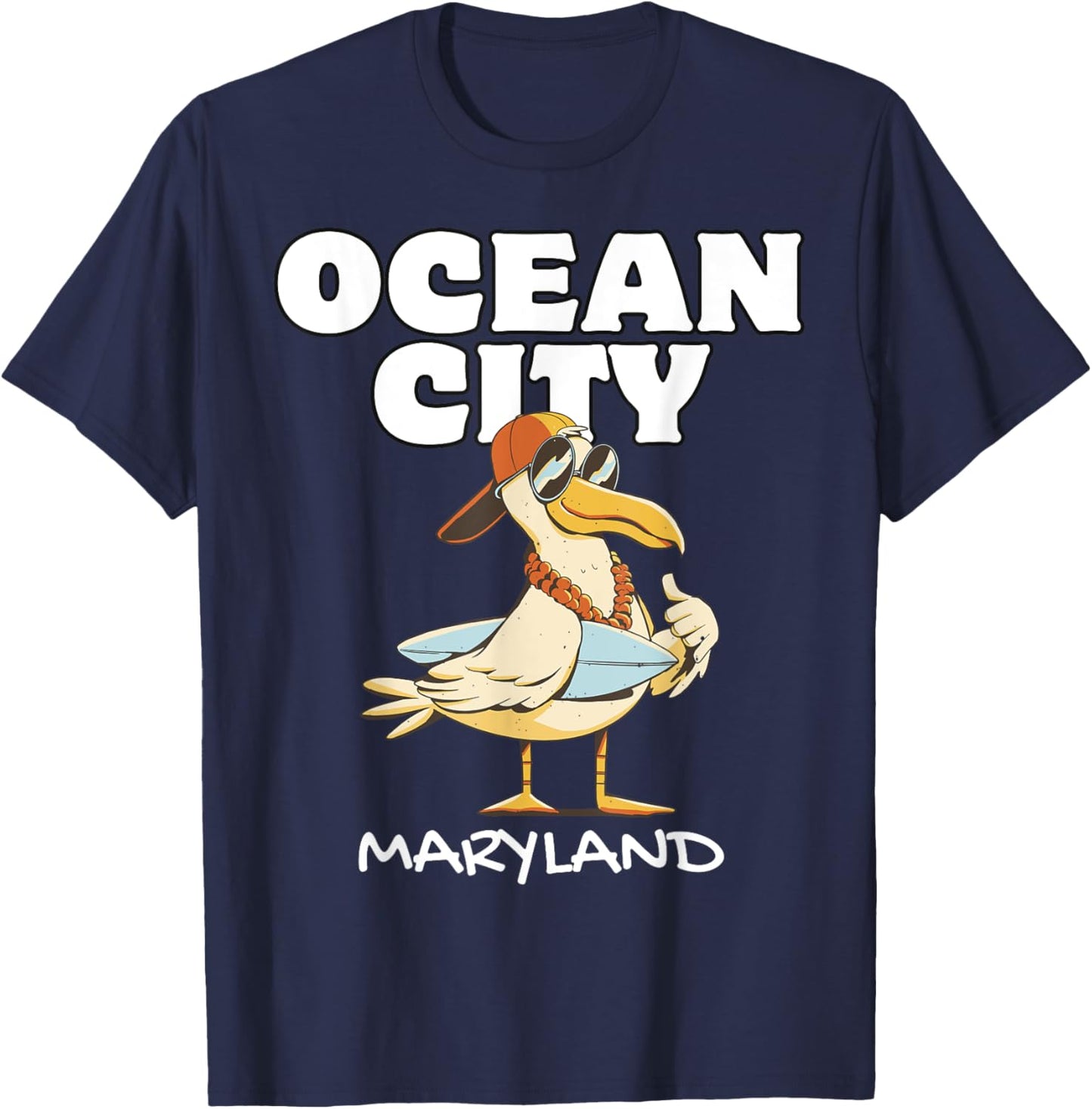 OCEAN CITY MARYLAND Surf Vacation Sunset Surfing Travel T-Shirt - T-Shirt | Navy