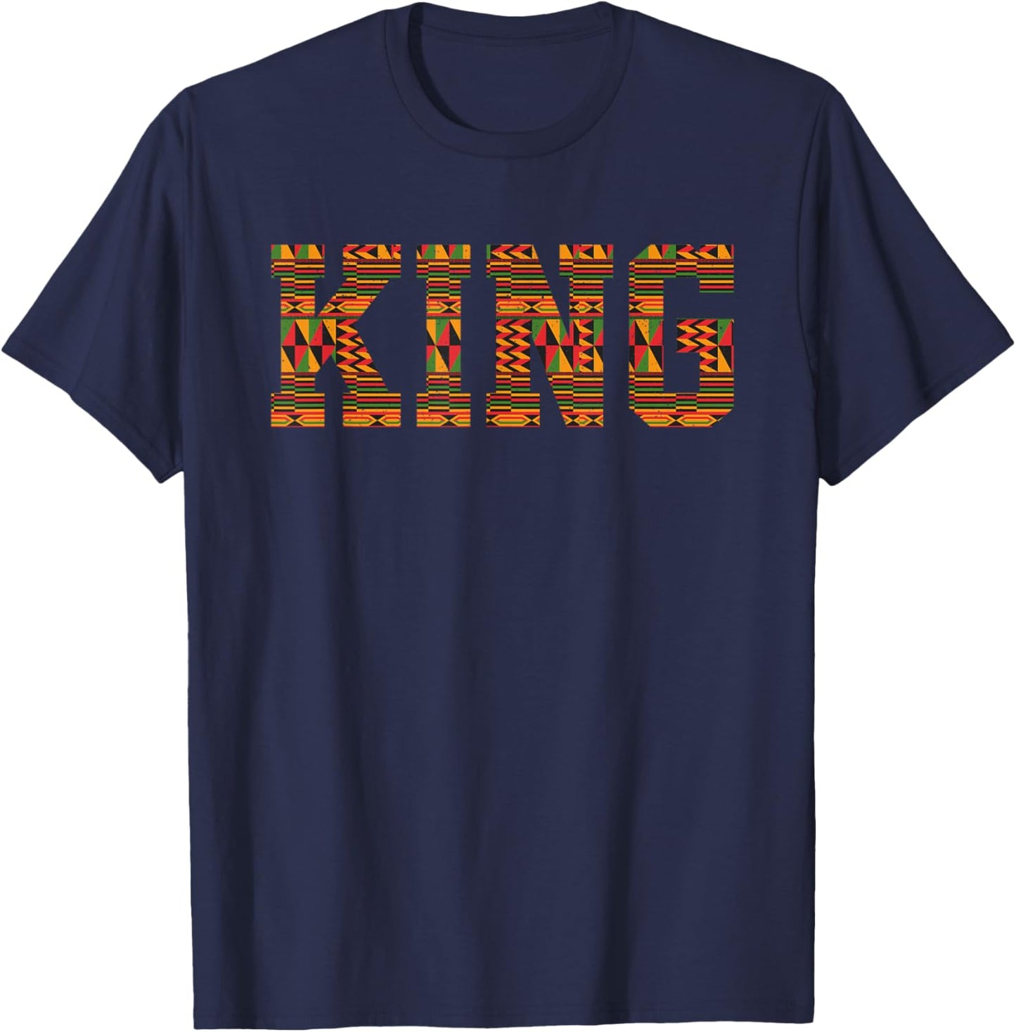 African King Art For Boys Men Afro Kente Cloth African Print T-Shirt - T-Shirt | Navy