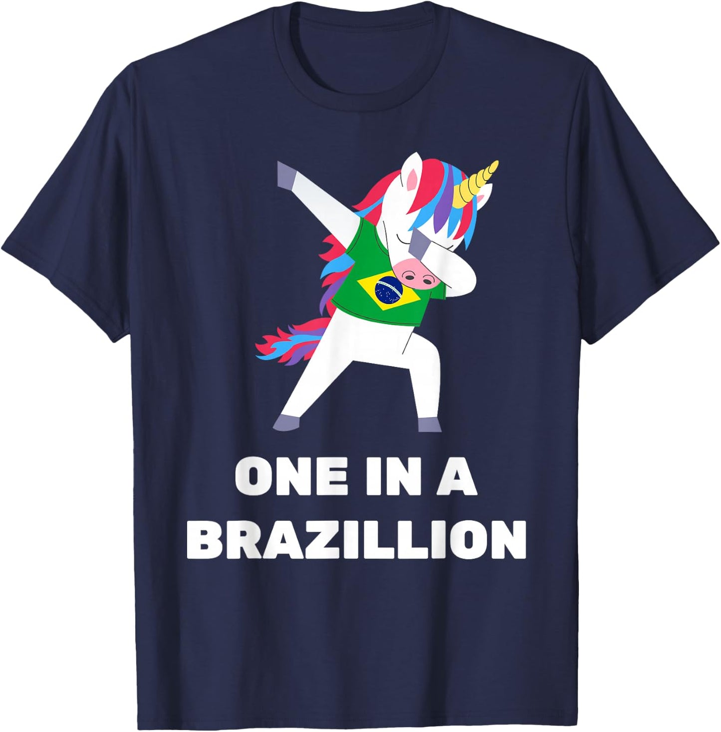 Funny Brazilian Unicorn Brazil Flag Brasil T-Shirt - T-Shirt | Navy
