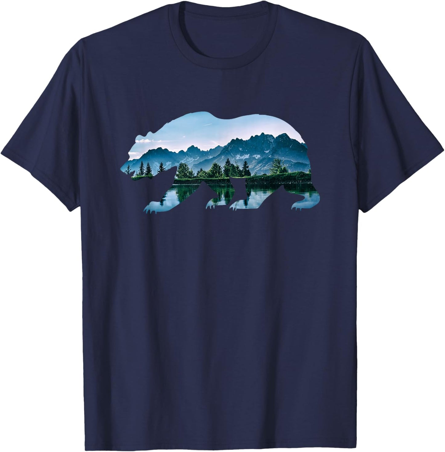 Bear Vintage National Park Bear Wildlife Mountains T-Shirt - T-Shirt | Navy