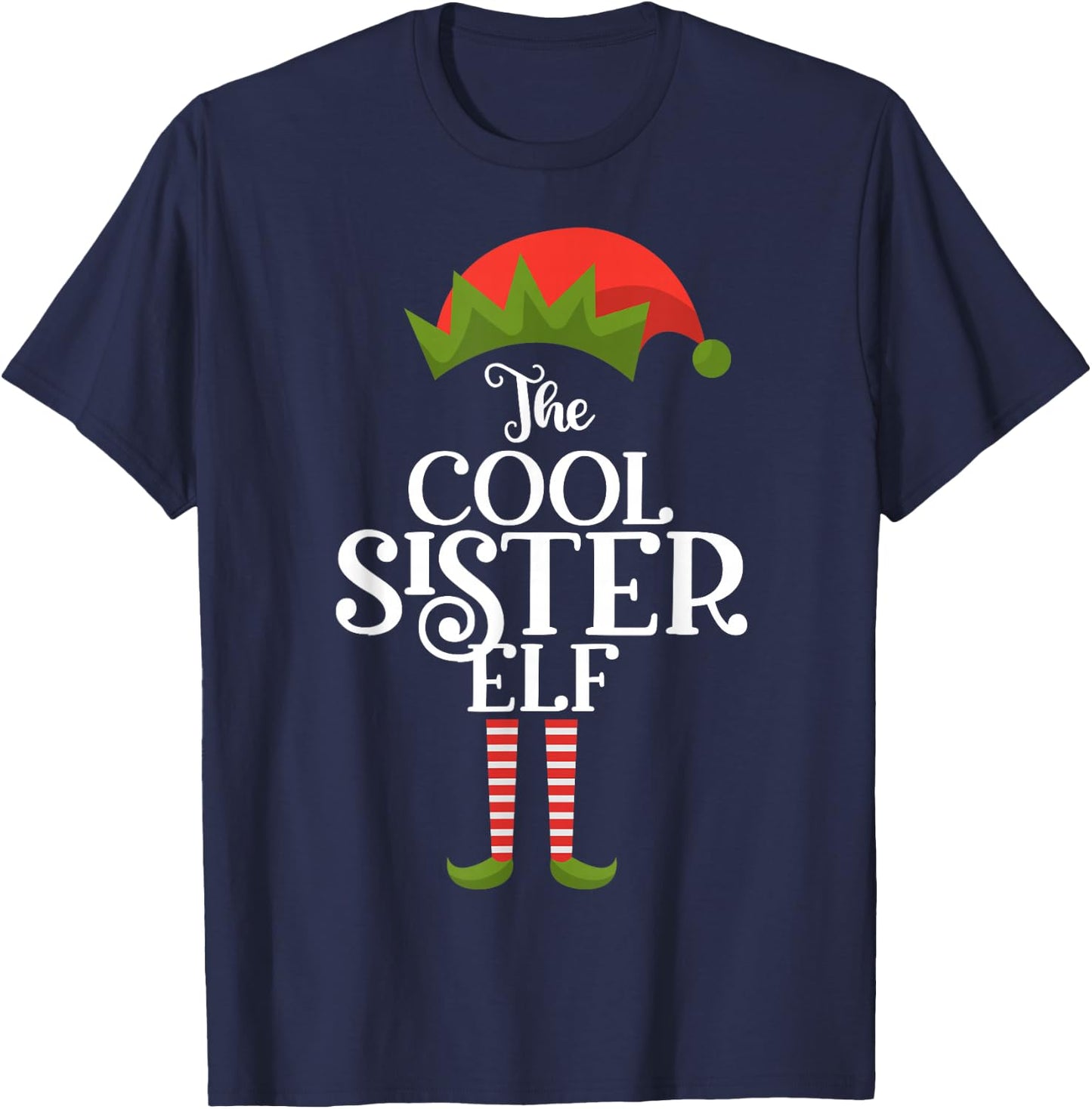 Sister Elf Xmas Funny Family Matching Group Christmas T-Shirt - T-Shirt | Navy
