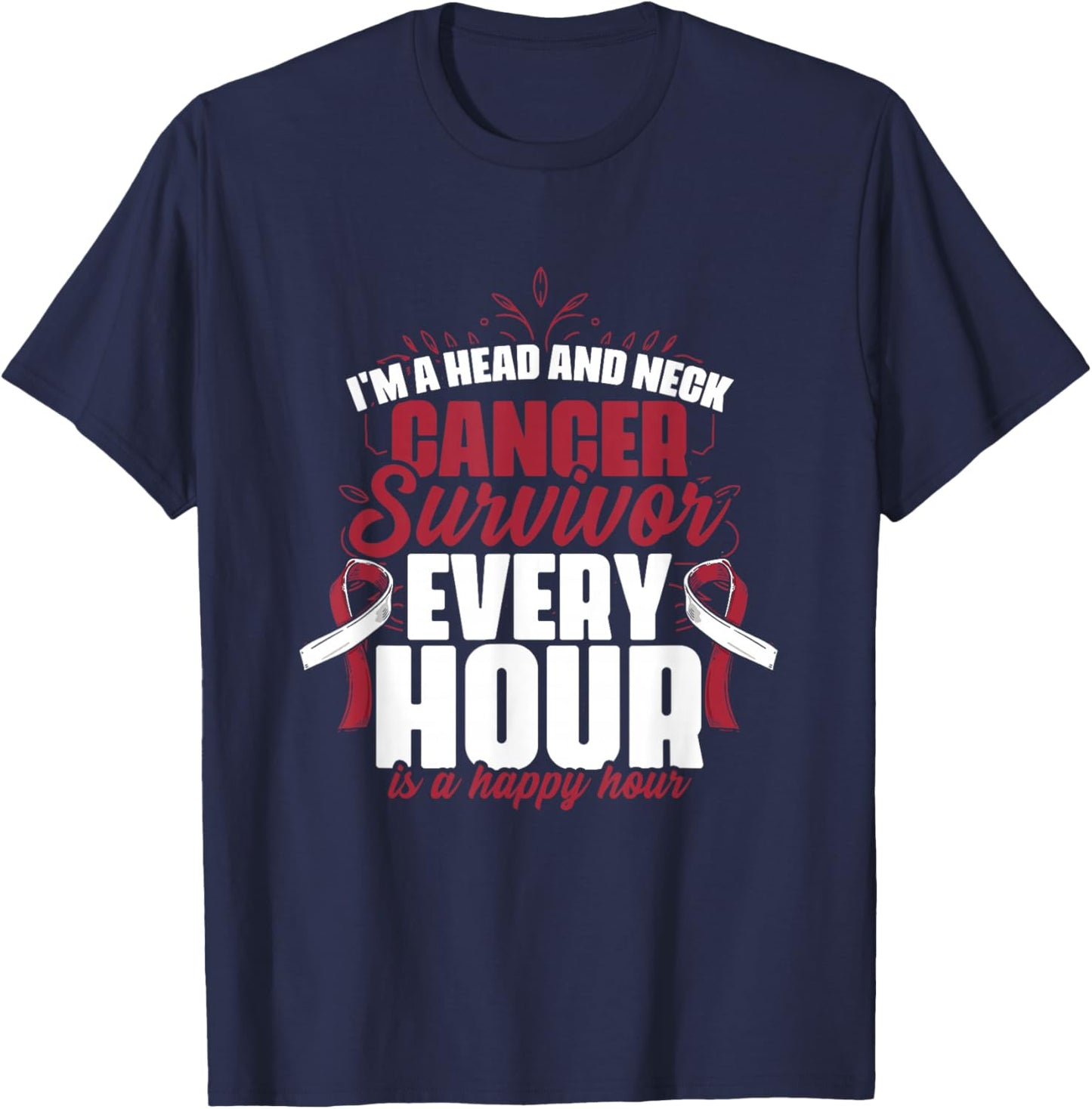 Head And Neck Survivor Oral Warrior Throat Cancer Awareness T-Shirt - T-Shirt | Navy