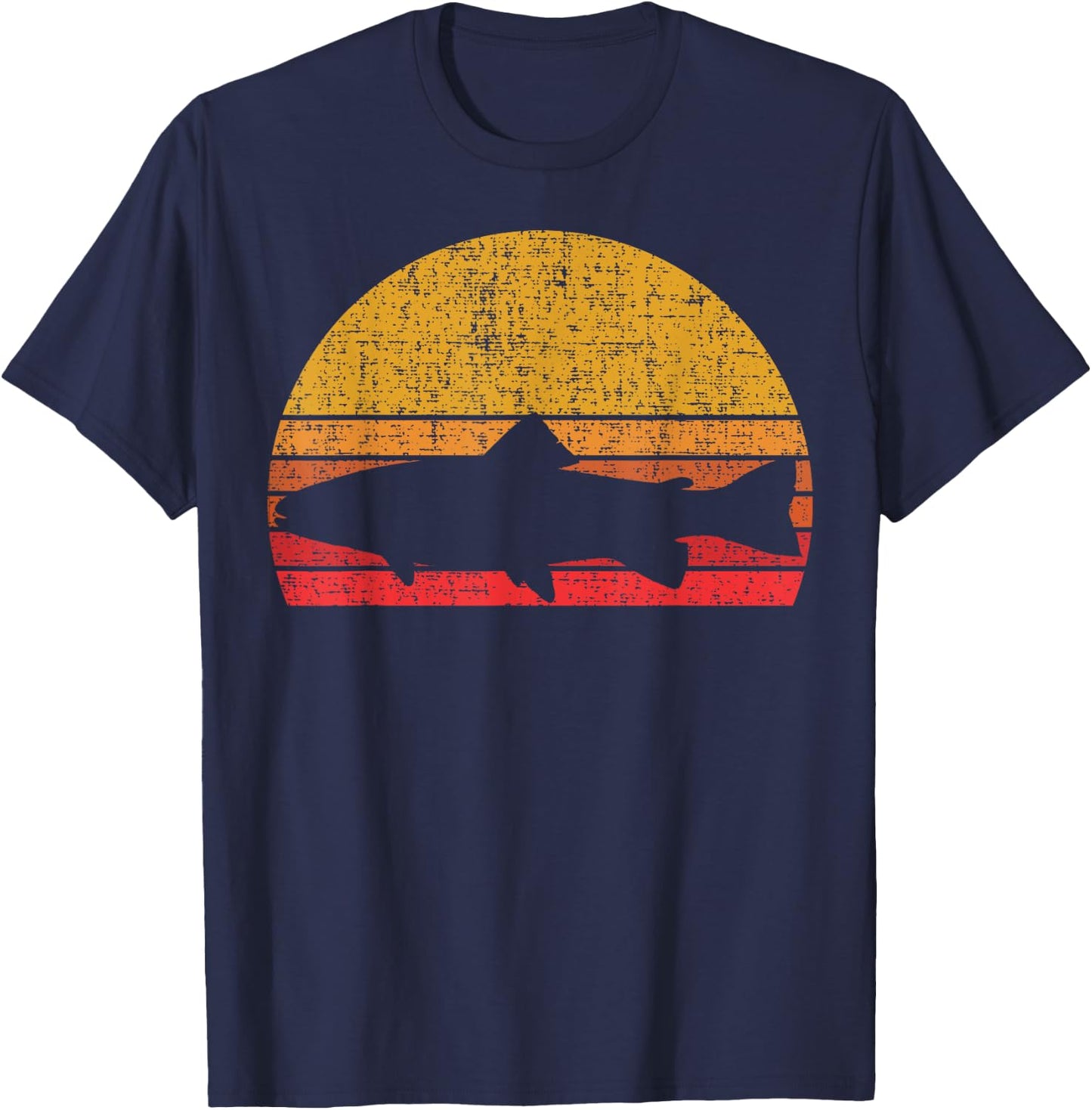 Steelhead Fishing Retro Trout Fisherman T-Shirt - T-Shirt | Navy