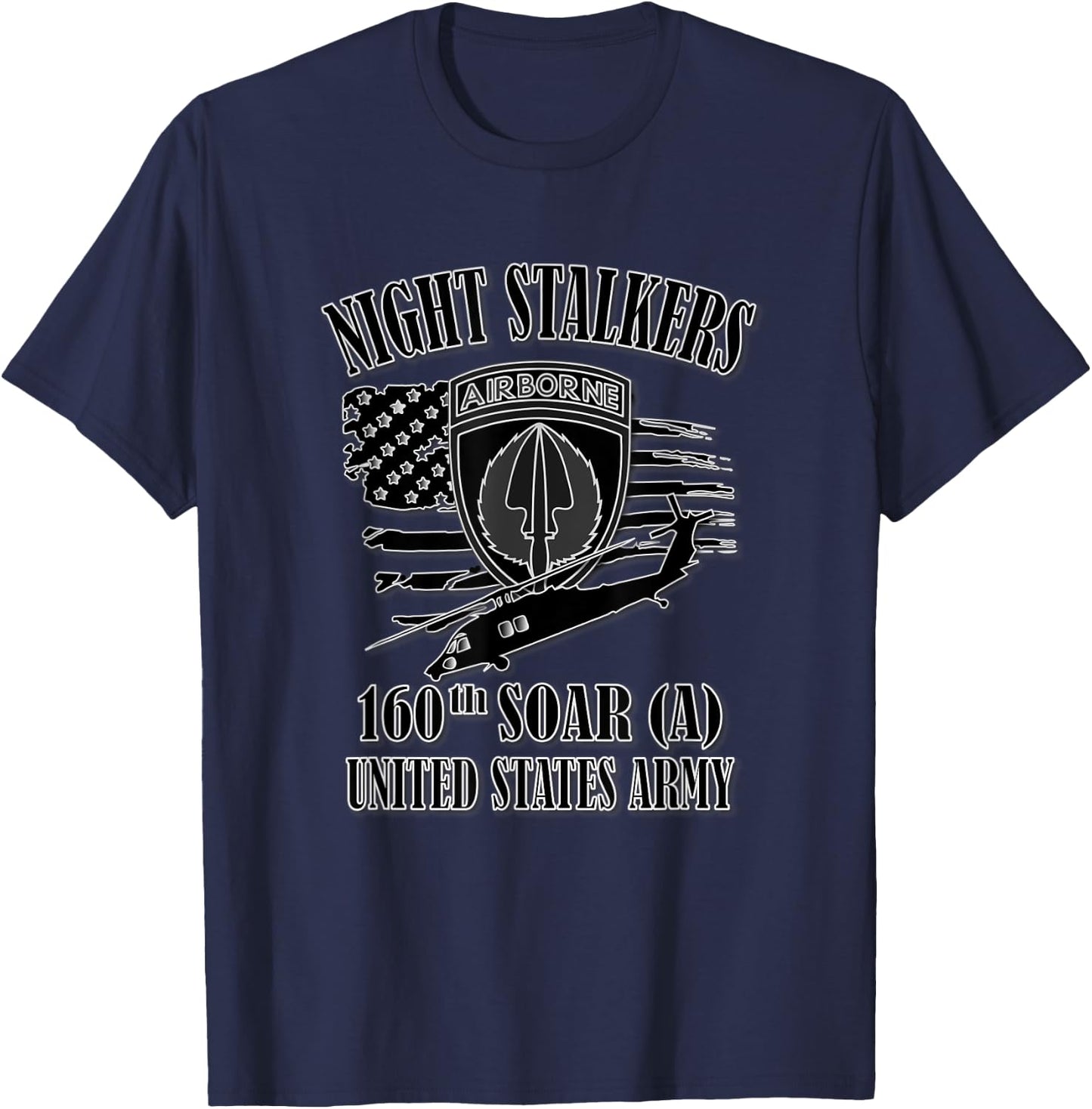 U.S. Army 160th SOAR- Airborne (Front Design) T-Shirt - T-Shirt | Navy