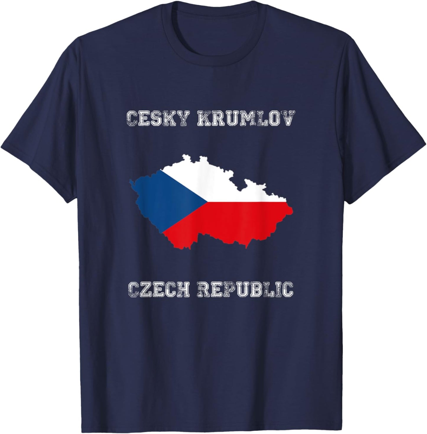 Cesky Krumlov Czech Republic Distressed Czech Republic Flag T-Shirt - T-Shirt | Navy