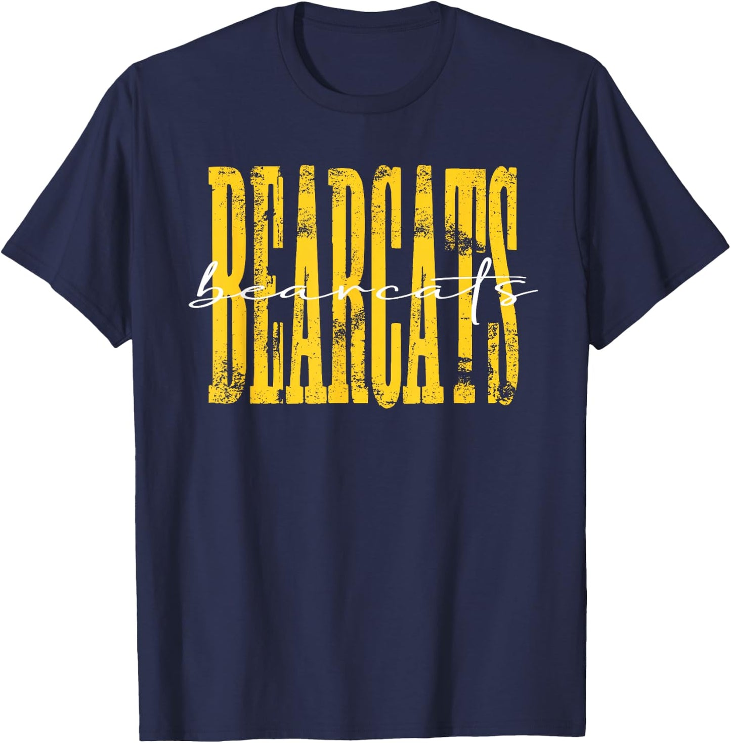 Yellow Bearcats School Spirit Bearcat Pride Mascot Team T-Shirt - T-Shirt | Navy