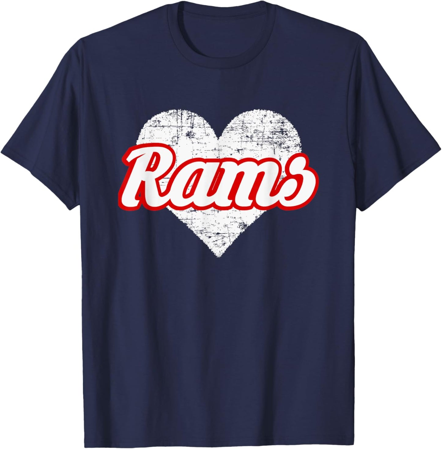 Edgewood Rams Over Heart T-Shirt - T-Shirt | Navy