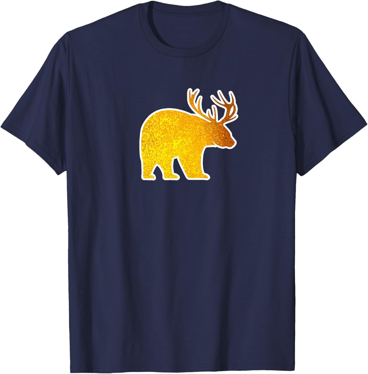 Bear with Deer Antlers Funny Beer Lover Spirit Animal T-Shirt - T-Shirt | Navy