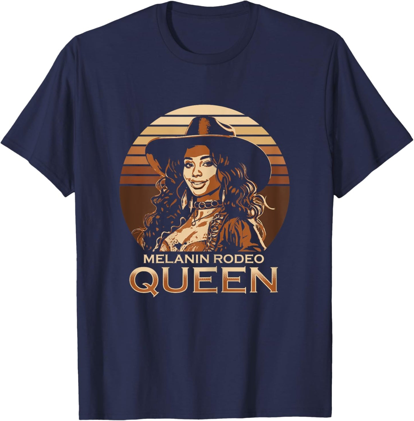 Melanin Rodeo Queen Bronc Riding African American T-Shirt - T-Shirt | Navy