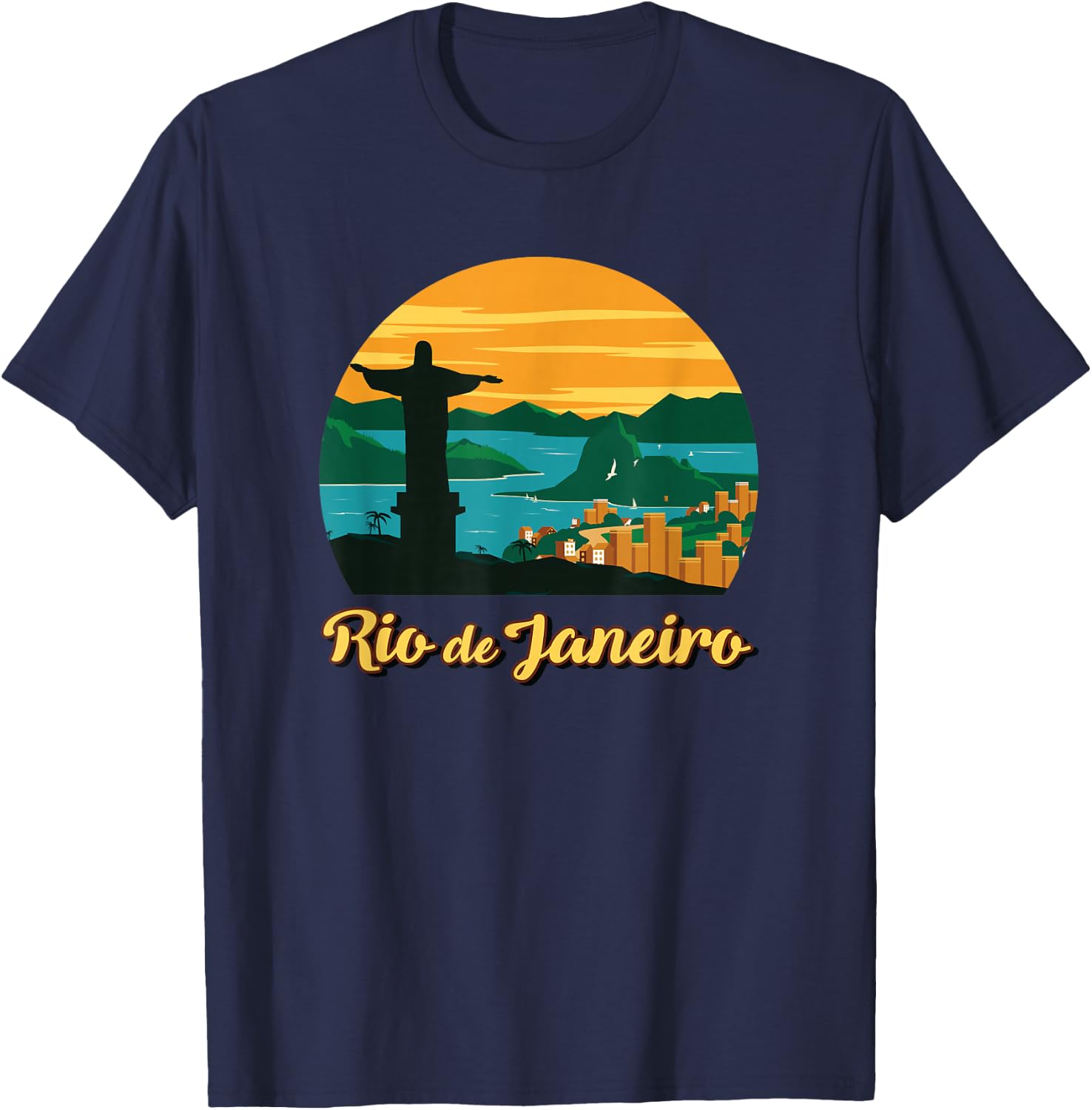 Rio De Janeiro Brazil Beach Surf Ocean Brazilian Island Bay T-Shirt - T-Shirt | Navy