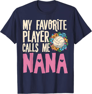 Nana Volleyball Fan Player Team Sport Spiker Grandmother T-Shirt - T-Shirt | Navy