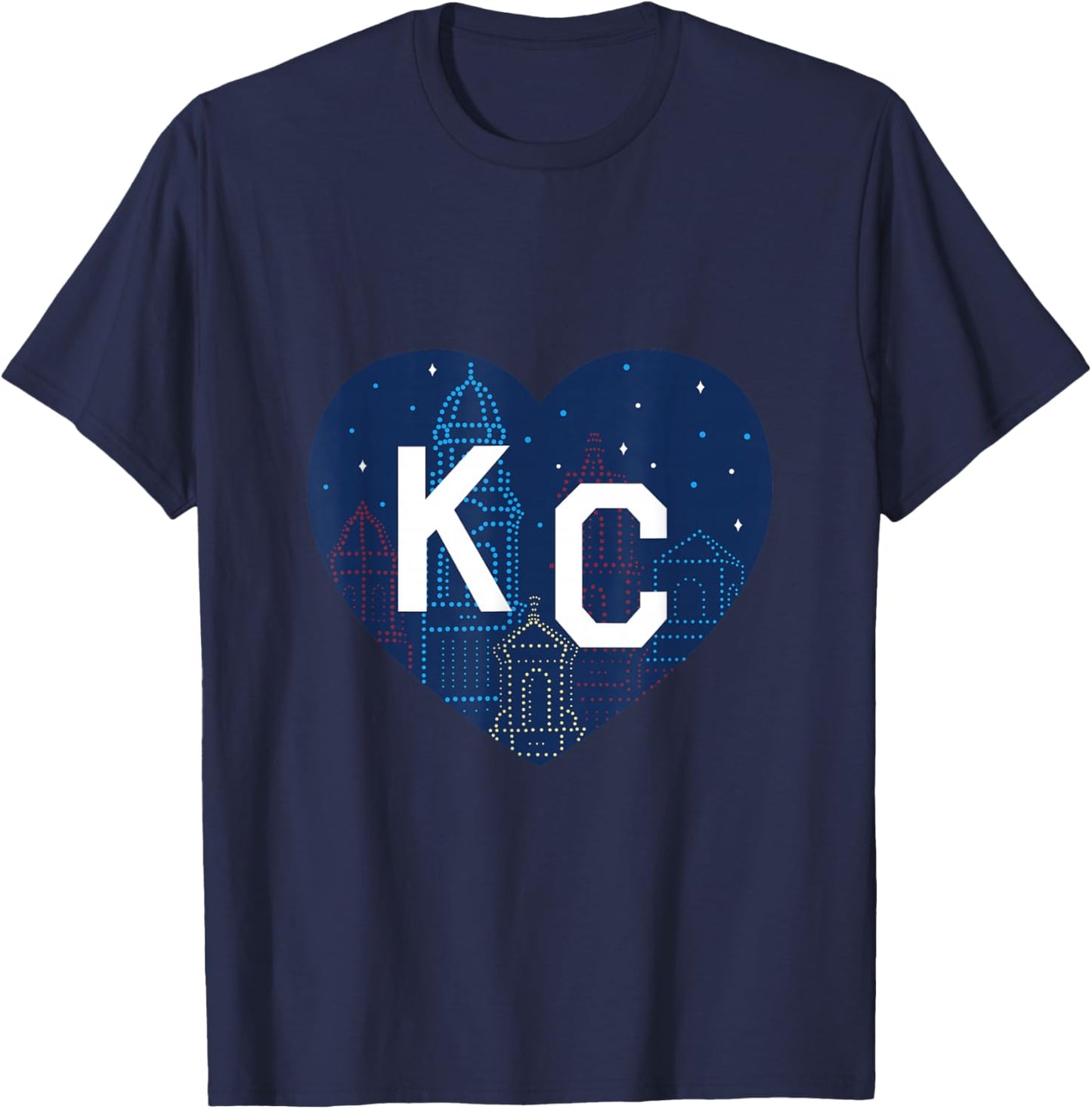 Kansas City KC Plaza Lights Heart T-Shirt - T-Shirt | Navy