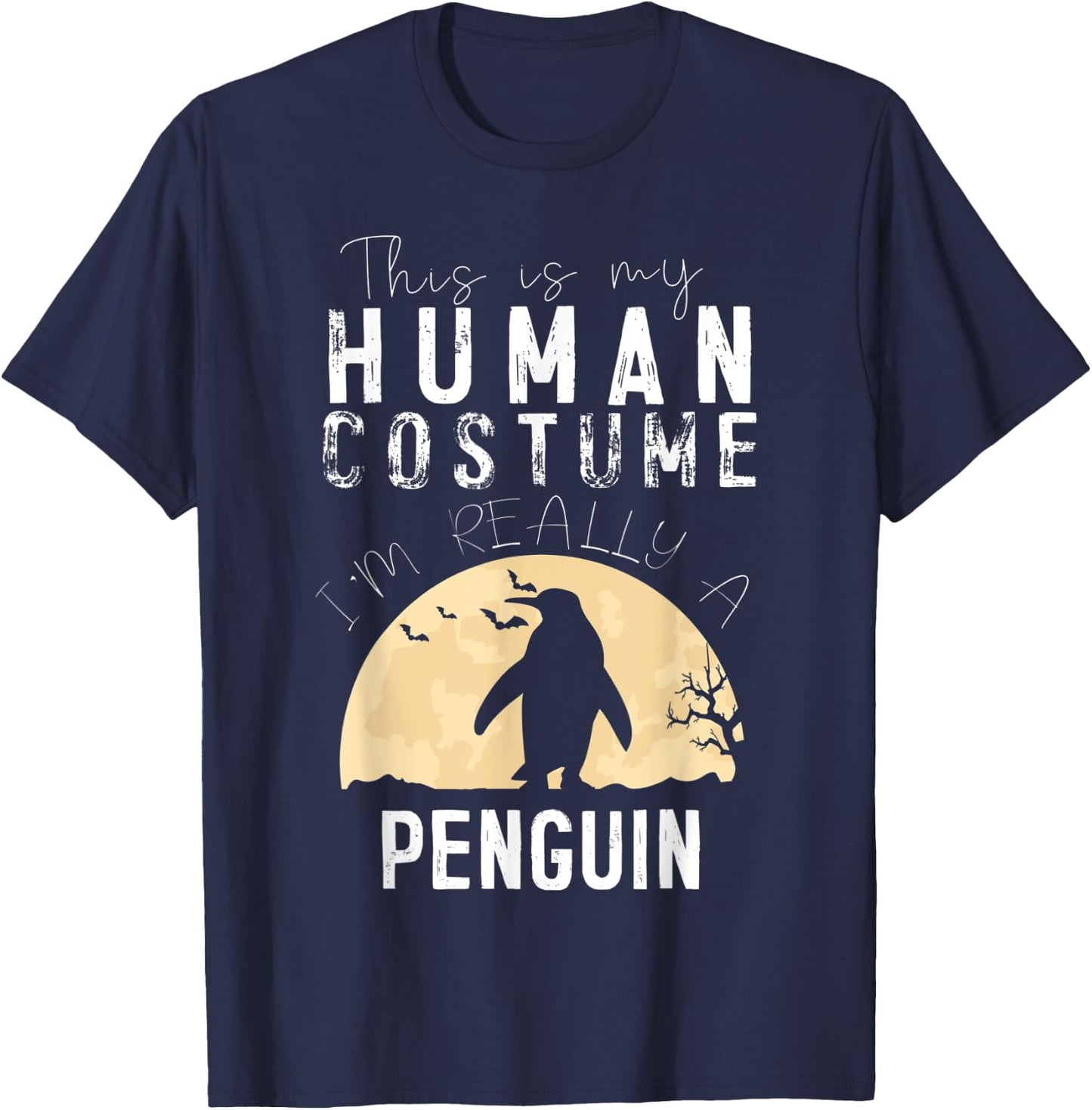 Halloween Human Costume Penguin Creepy Horror T-Shirt - T-Shirt | Navy