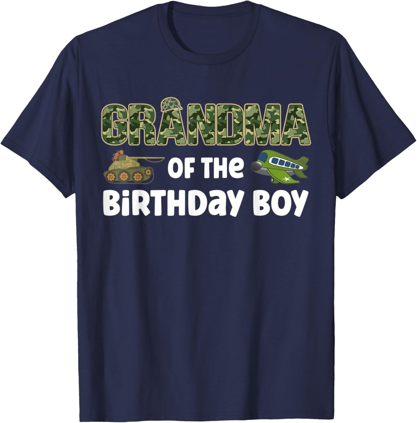Grandma of the Birthday Boy Army Camouflage Birthday Party T-Shirt - T-Shirt | Navy