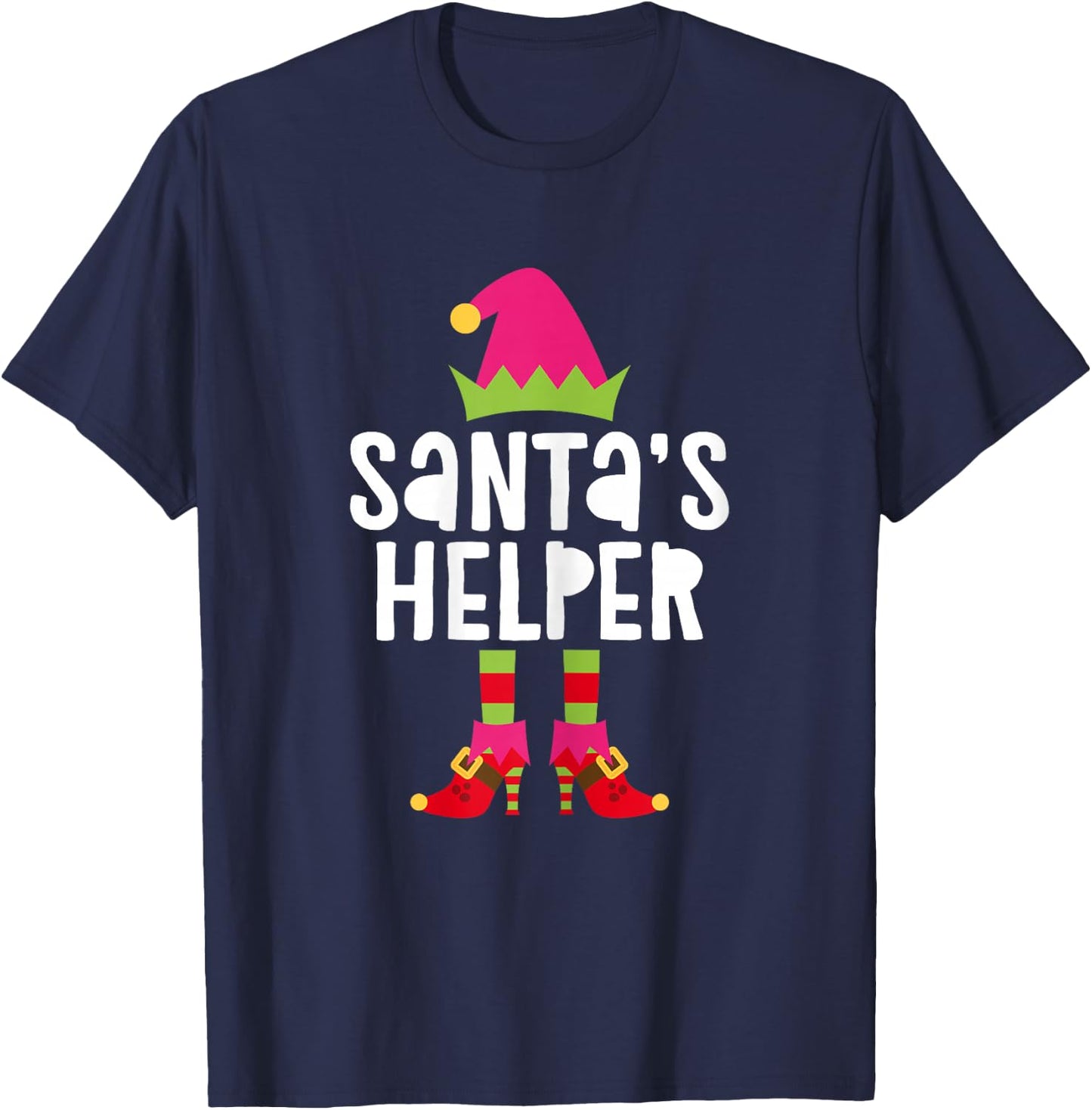 Santa's Helper Shirt Women Girl Matching Christmas Elf T-Shirt - T-Shirt | Navy