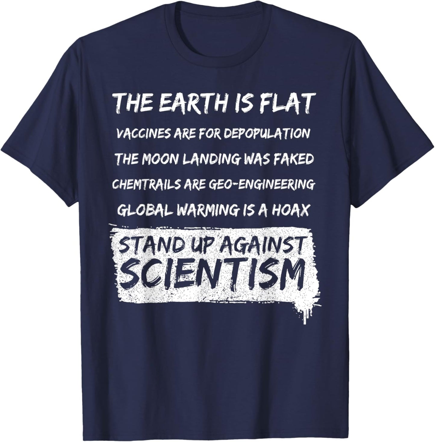 The Earth Is Flat Vaccines Are For Depopulation T-Shirt - T-Shirt | Navy