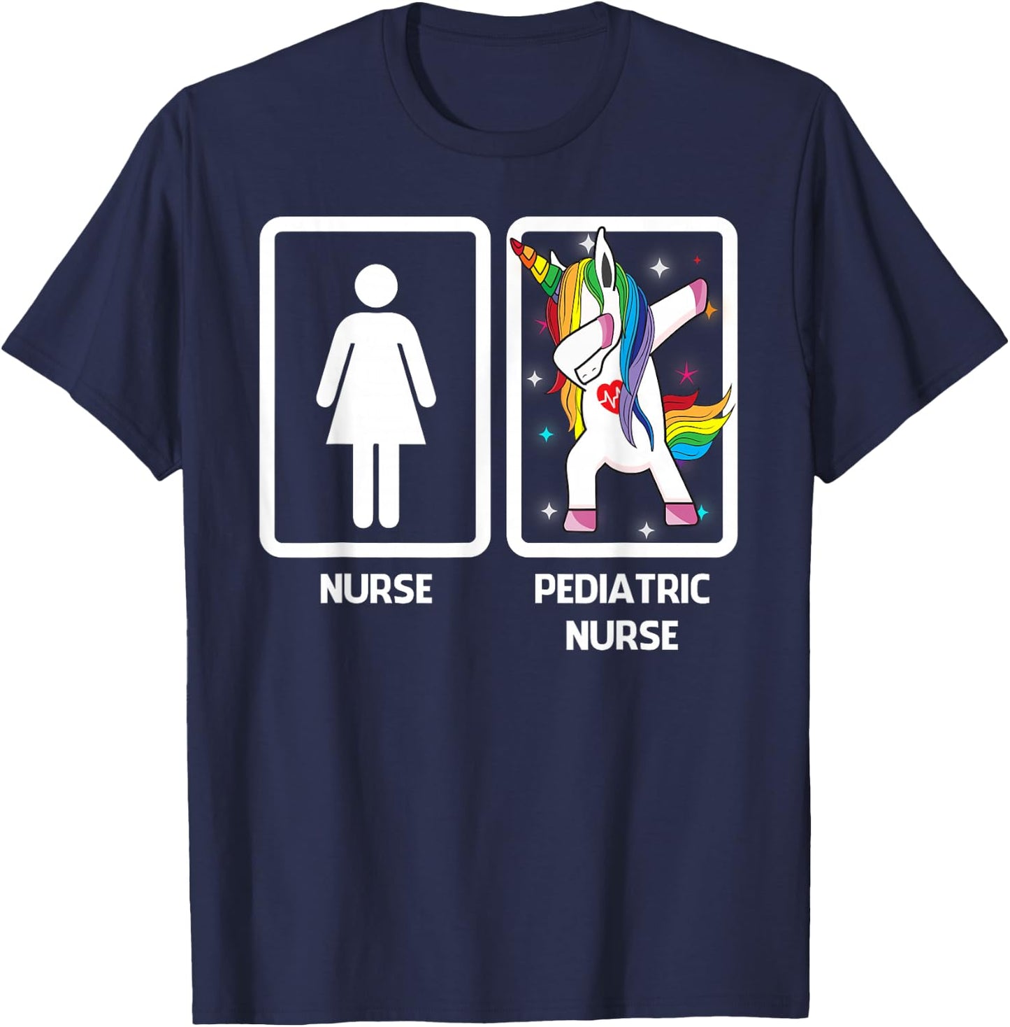 Pediatric Nurse Unicorn Dabbing Funny Pediatric Nursing T-Shirt - T-Shirt | Navy