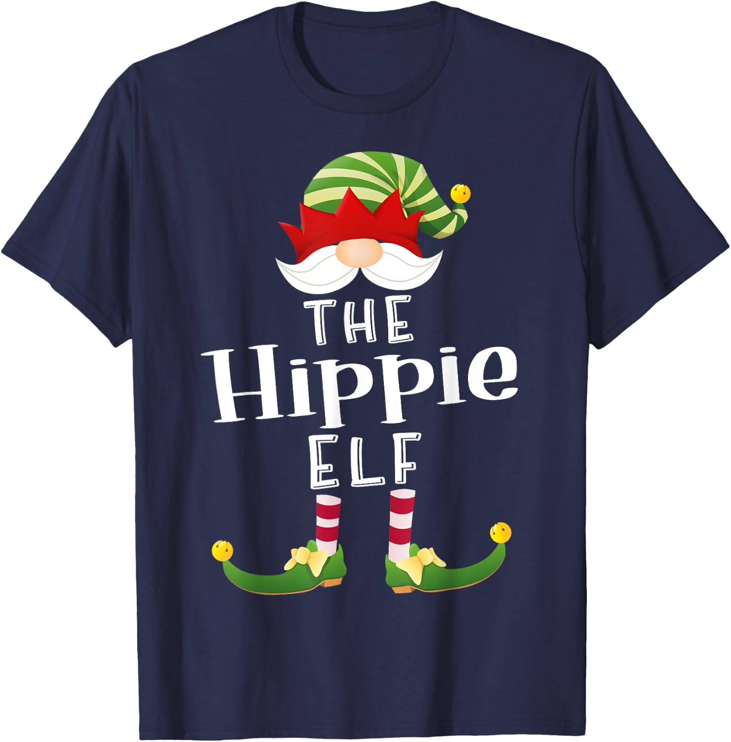 Hippie Elf Group Christmas Funny Pajama Party T-Shirt - T-Shirt | Navy
