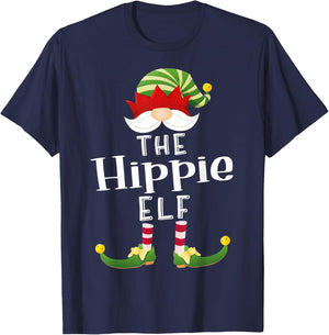 Hippie Elf Group Christmas Funny Pajama Party T-Shirt - T-Shirt | Navy