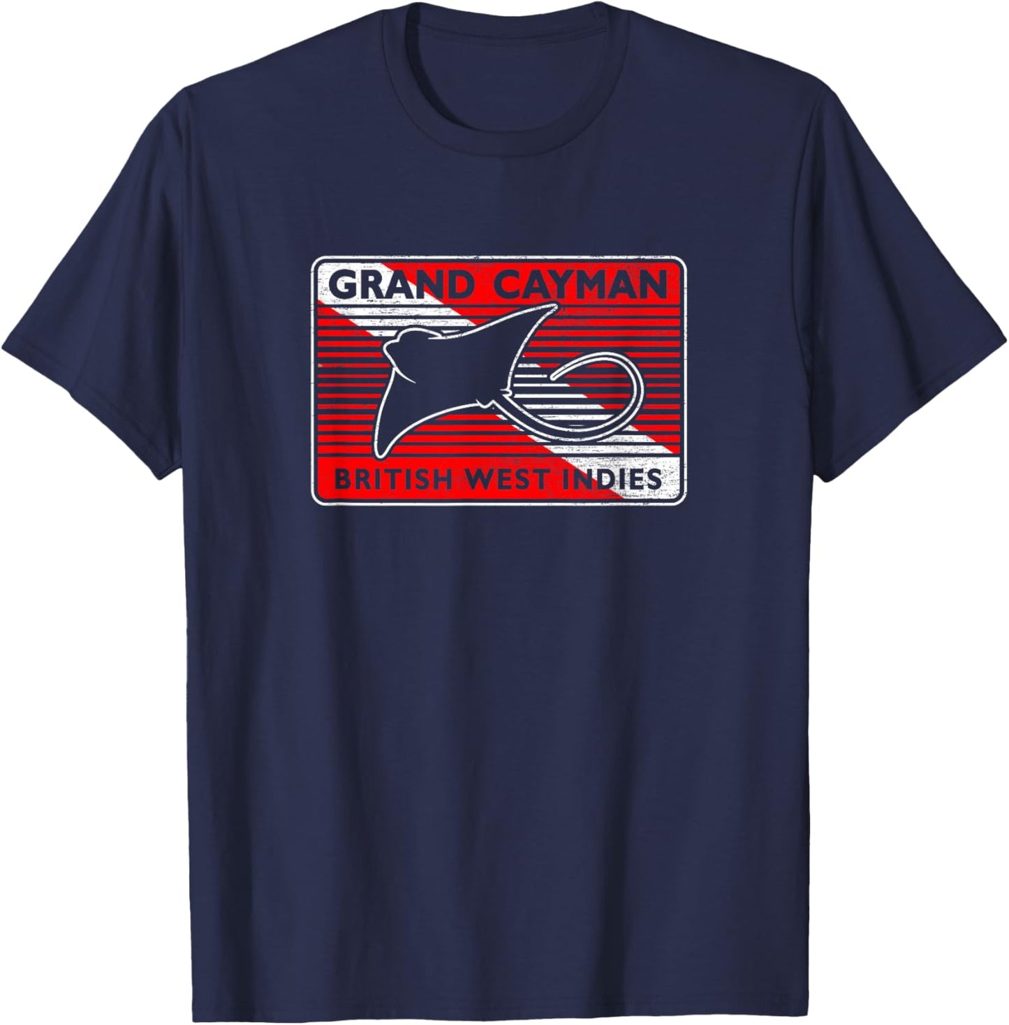 Retro Grand Cayman Islands Stingray City Scuba Diving T-Shirt - T-Shirt | Navy