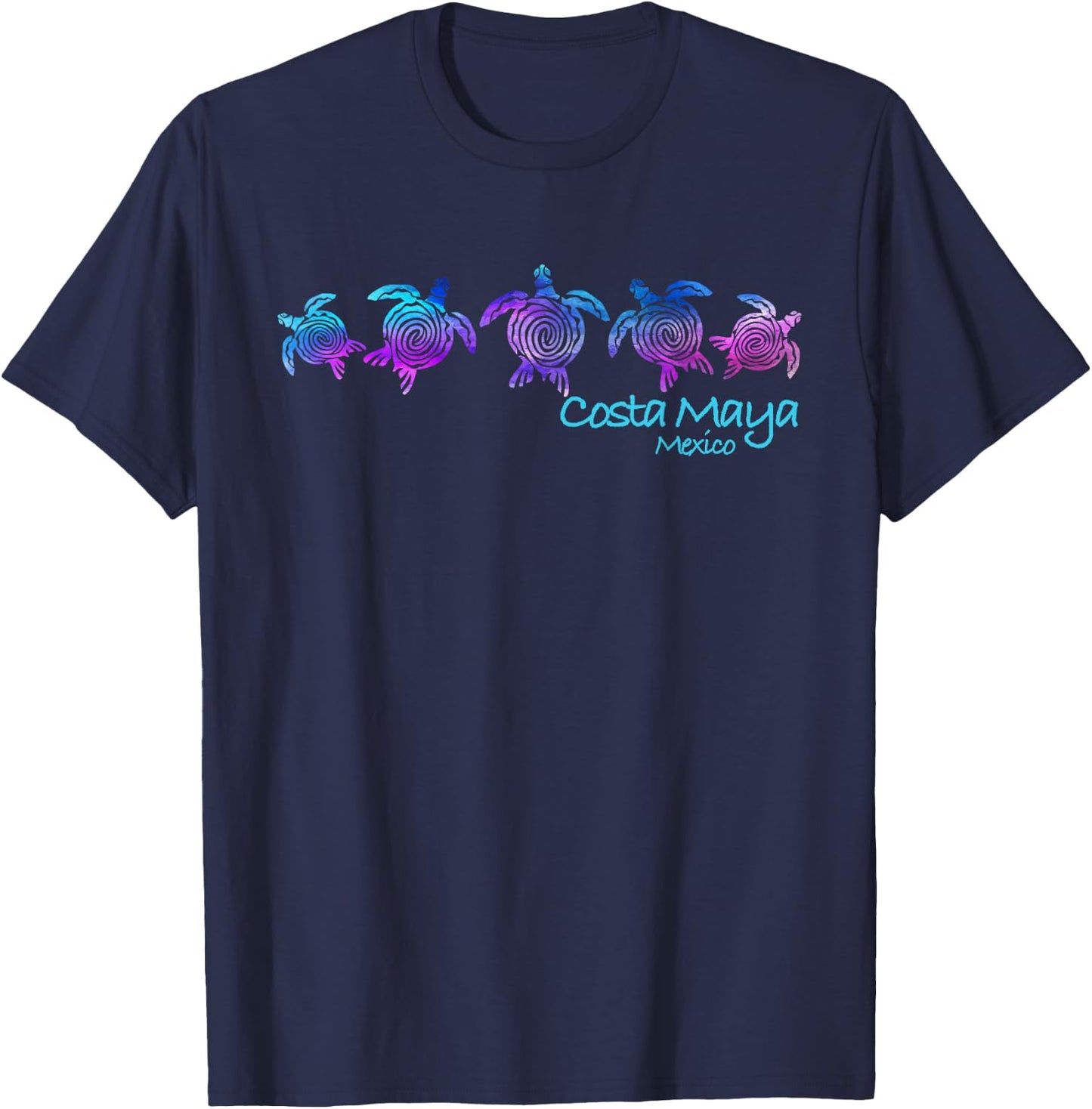 Costa Maya Beach Design / Tribal Turtle Gift T-Shirt - T-Shirt | Navy
