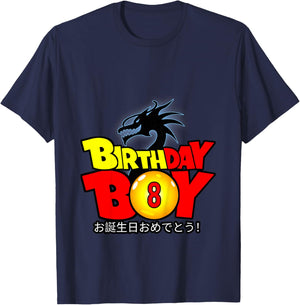 Kids 8 Year Old 8th Dragon Anime Style Birthday Gift Boys T-Shirt - T-Shirt | Navy