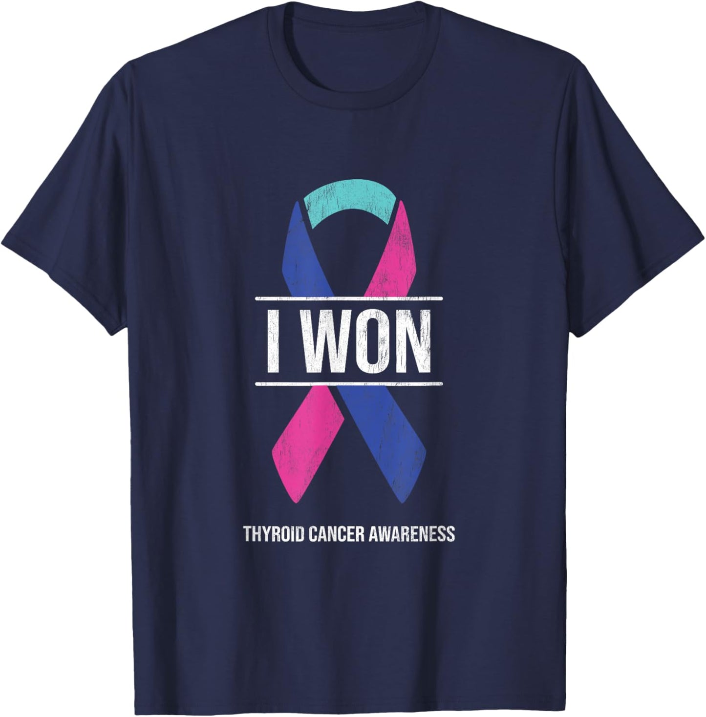 I Won Thyroid Cancer Awareness Thyroid Cancer Ribbon T-Shirt - T-Shirt | Navy