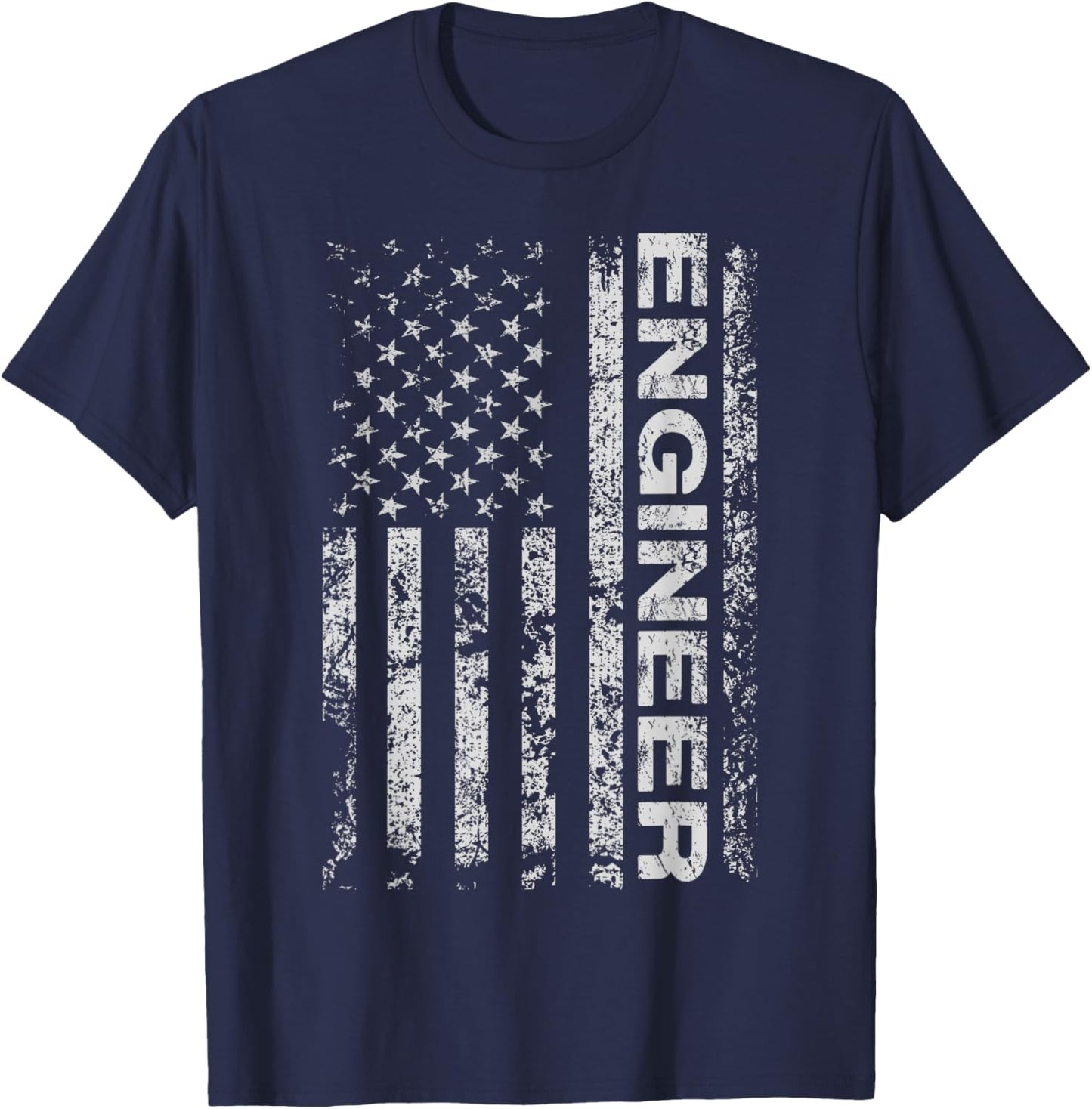 Engineer American USA Flag Funny Mechanical Aircraft Gift T-Shirt - T-Shirt | Navy