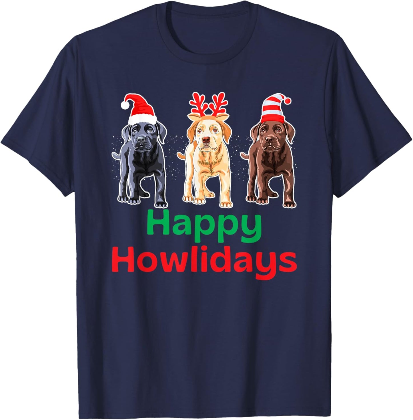 Black Yellow Chocolate Lab Christmas Labrador Howlidays T-Shirt - T-Shirt | Navy