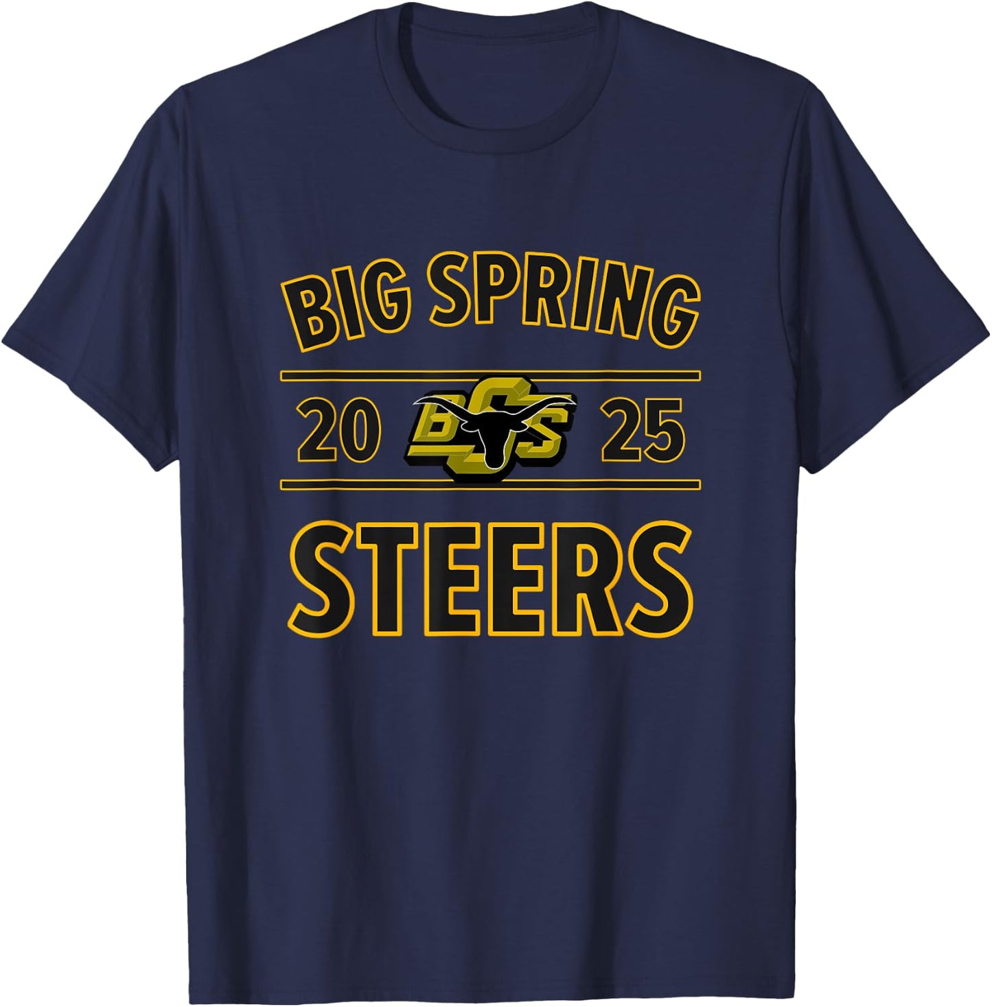 Big Spring Steers Logo 2025 HS T-Shirt - T-Shirt | Navy