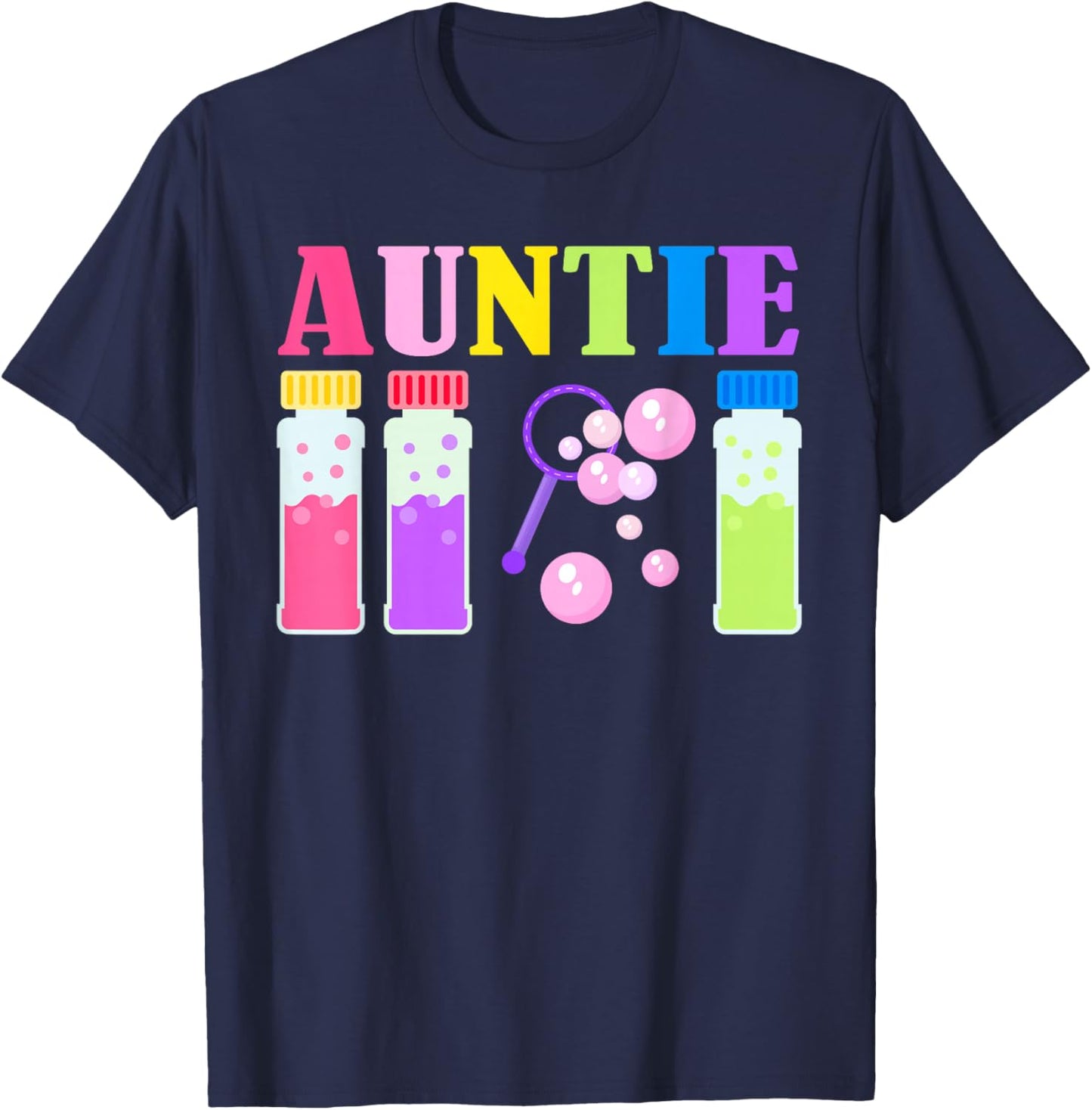 Auntie Wands Bubble Themed Birthday Family Party Matching T-Shirt - T-Shirt | Navy