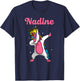 NADINE Gift Name Personalized Birthday Dabbing Unicorn Queen T-Shirt - T-Shirt | Navy