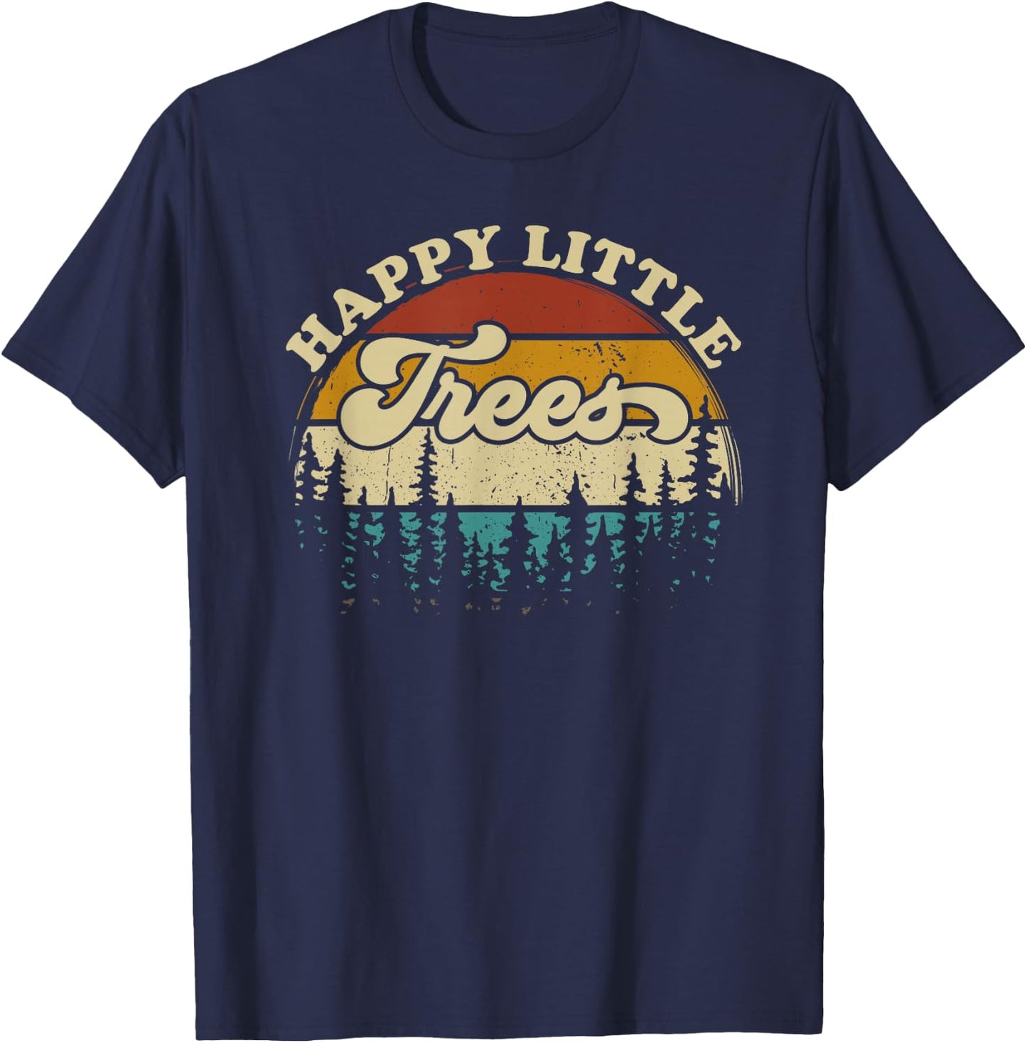Happy little trees retro Style Camping forest vintage T-Shirt - T-Shirt | Navy