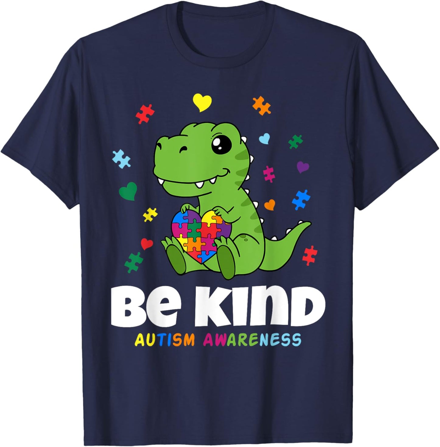 Be Kind Autism Awareness baby Dino Choose Kindness T-Shirt - T-Shirt | Navy