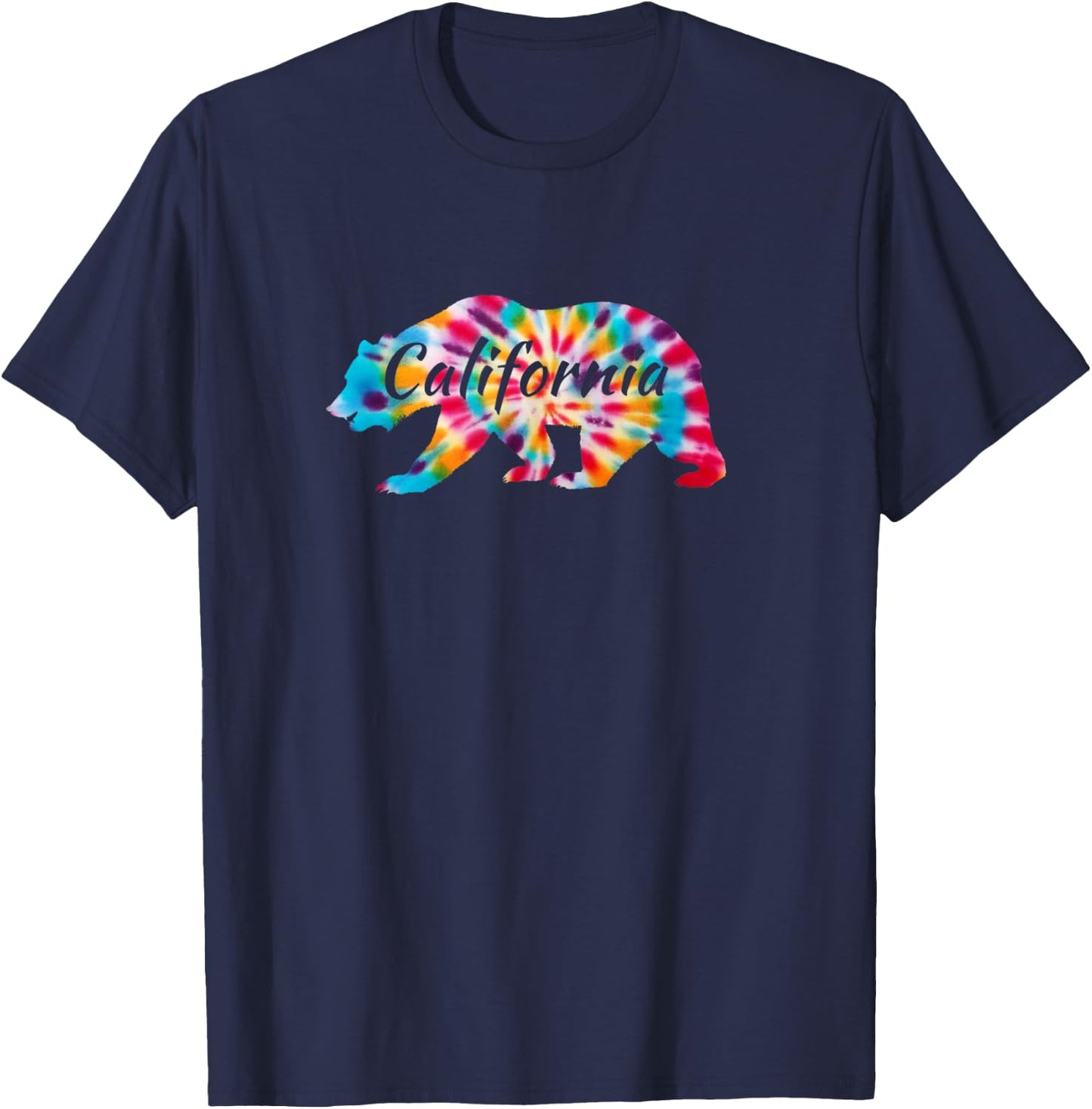 California State Flag Grizzly - CA Bear Republic Tie Dye T-Shirt - T-Shirt | Navy
