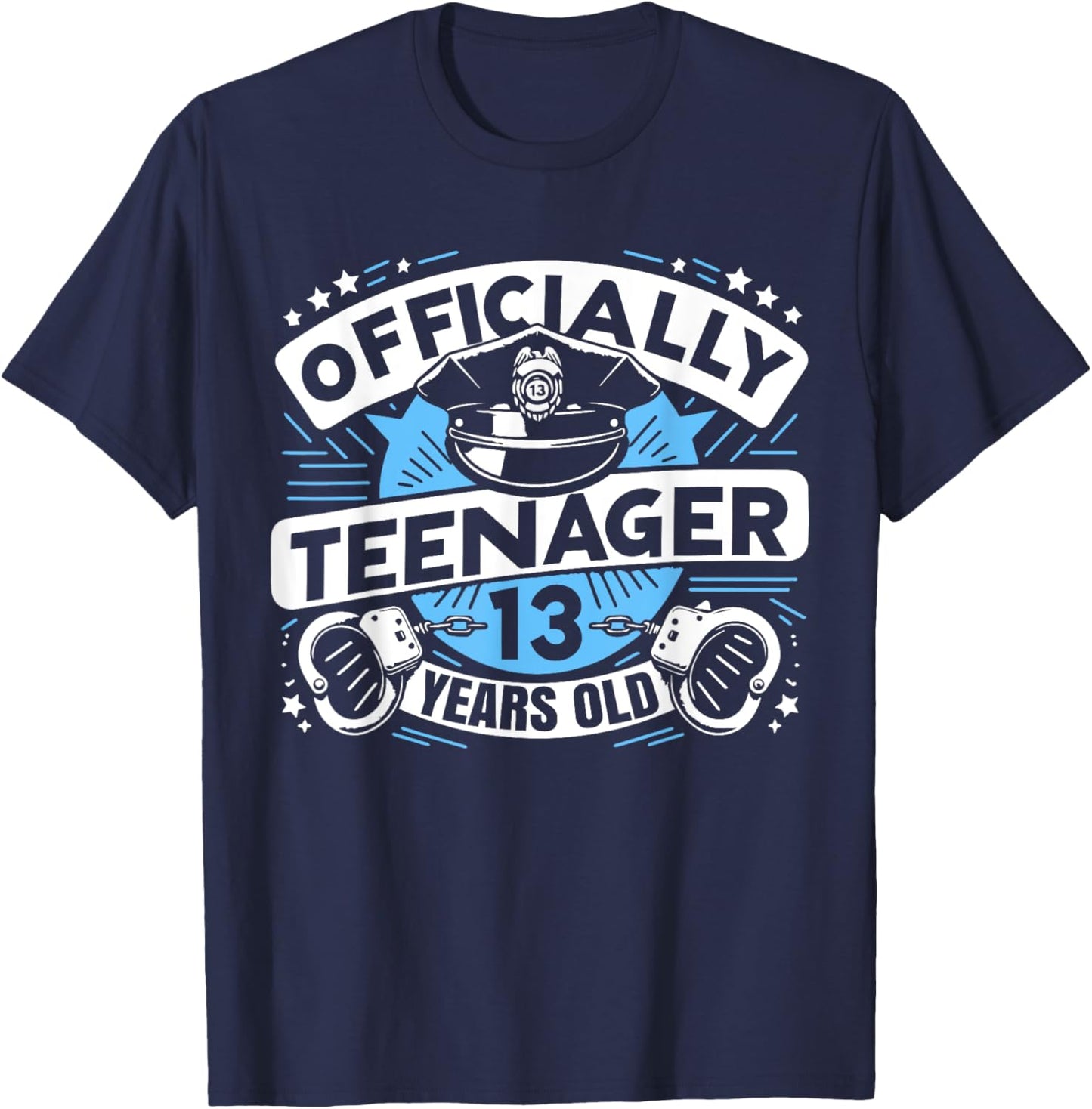 Officially Teenager 13 Year Boy 13th Birthday Cop Police T-Shirt - T-Shirt | Navy