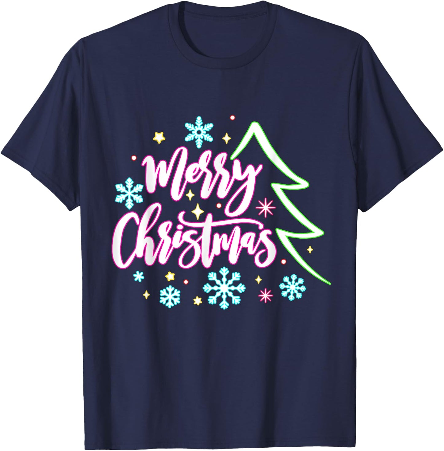 Merry Christmas And Bright Christmas Xmas Women Men Family T-Shirt - T-Shirt | Navy