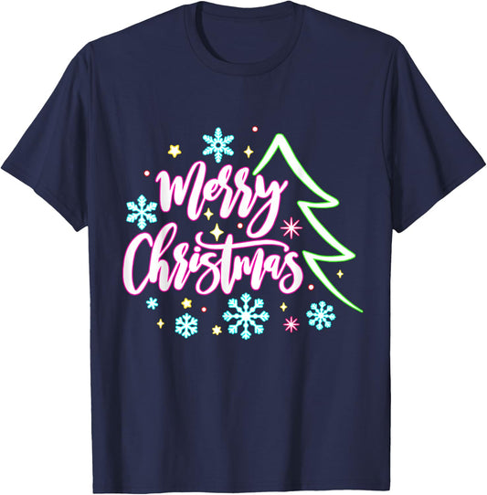 Merry Christmas And Bright Christmas Xmas Women Men Family T-Shirt - T-Shirt | Navy