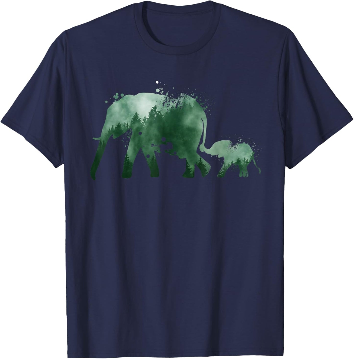Vintage Elephant Silhouette | Men Women | Baby Elephant T-Shirt - T-Shirt | Navy